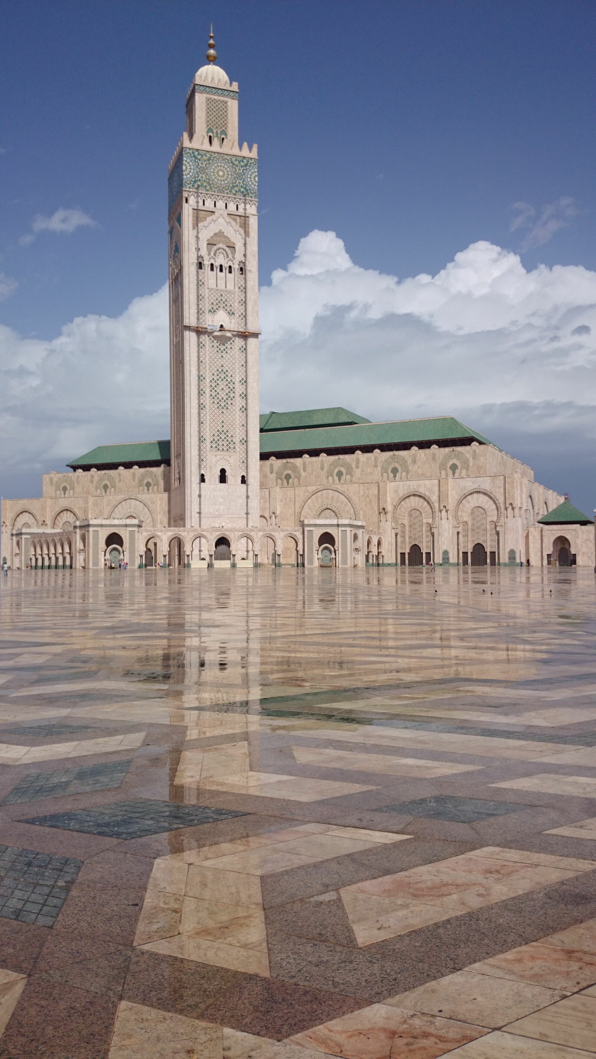 Morocco: Casablanca, The Hassan II Mosque, The country has land borders with Algeria to the east. 1970x3500 HD Background.