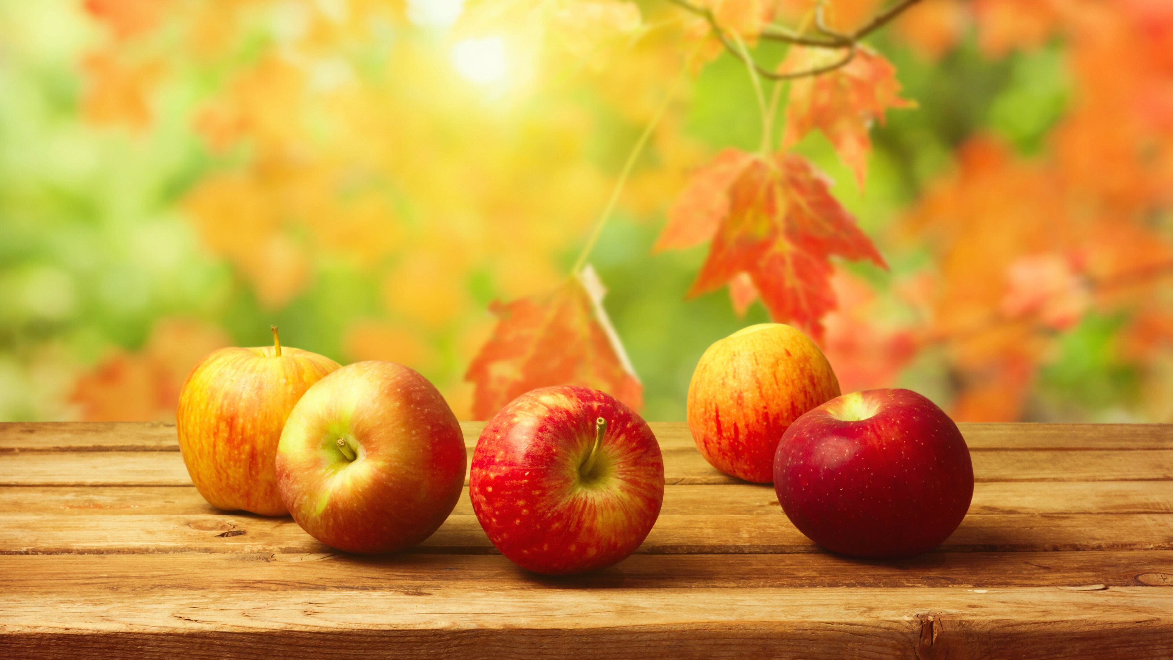 Fruit: Apples, A rich source of dietary phytochemicals such as flavonoids. 3840x2160 4K Wallpaper.