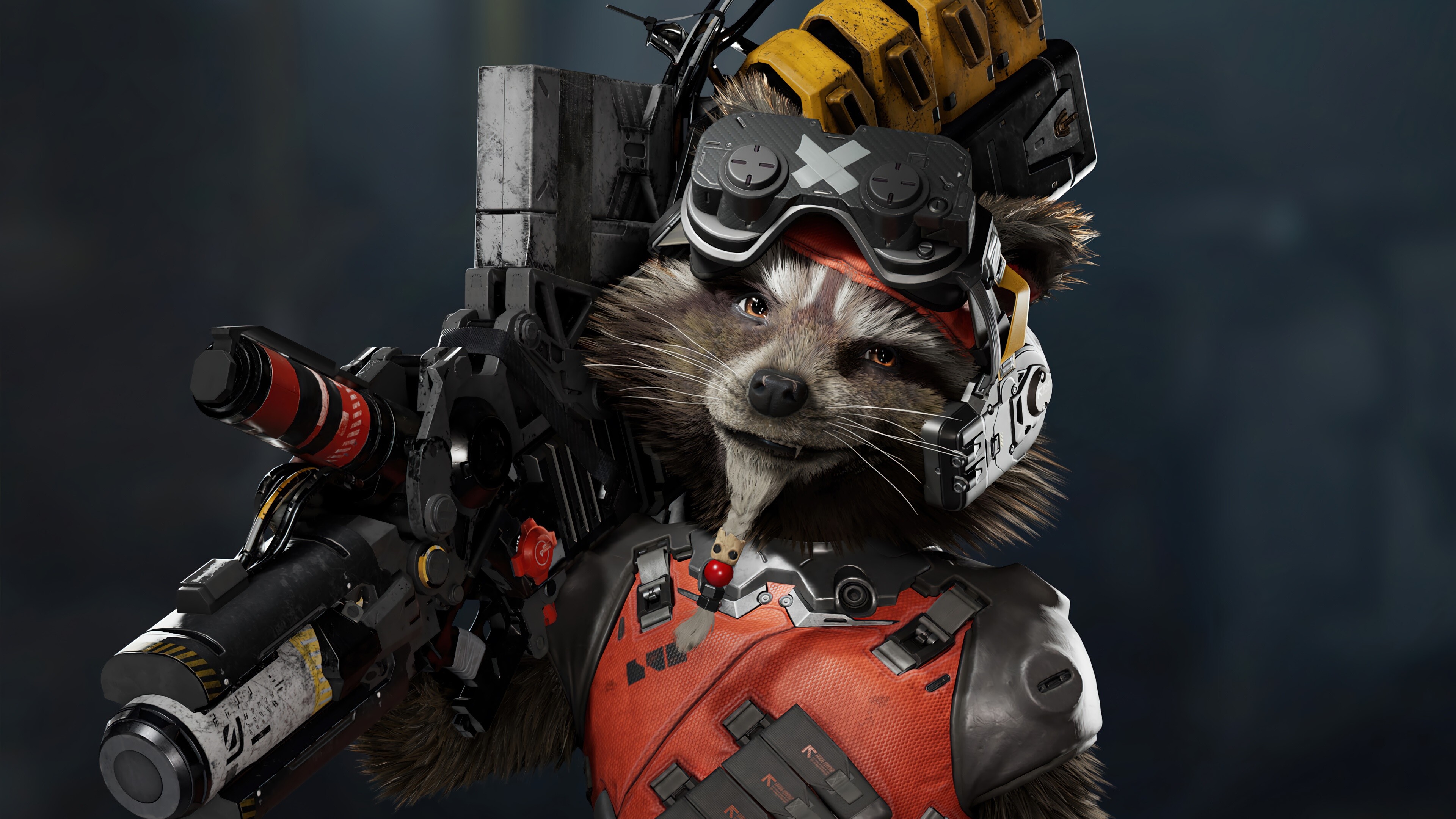 Marvel's Guardians of the Galaxy: Rocket Raccoon, The game was released for Nintendo Switch, PlayStation 4, PlayStation 5, Windows, Xbox One, and Xbox Series X, S on October 26, 2021. 3840x2160 4K Background.