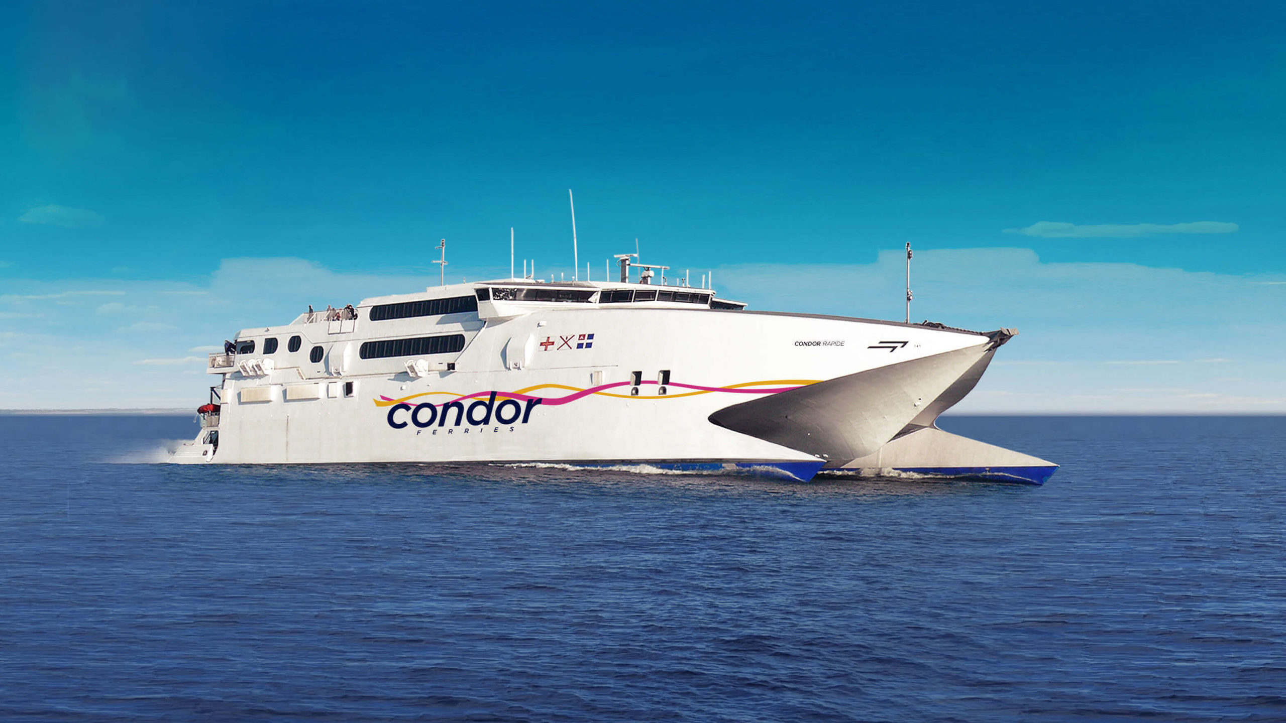 Ferry: Condor passenger sailings, Catamaran. 2560x1440 HD Wallpaper.