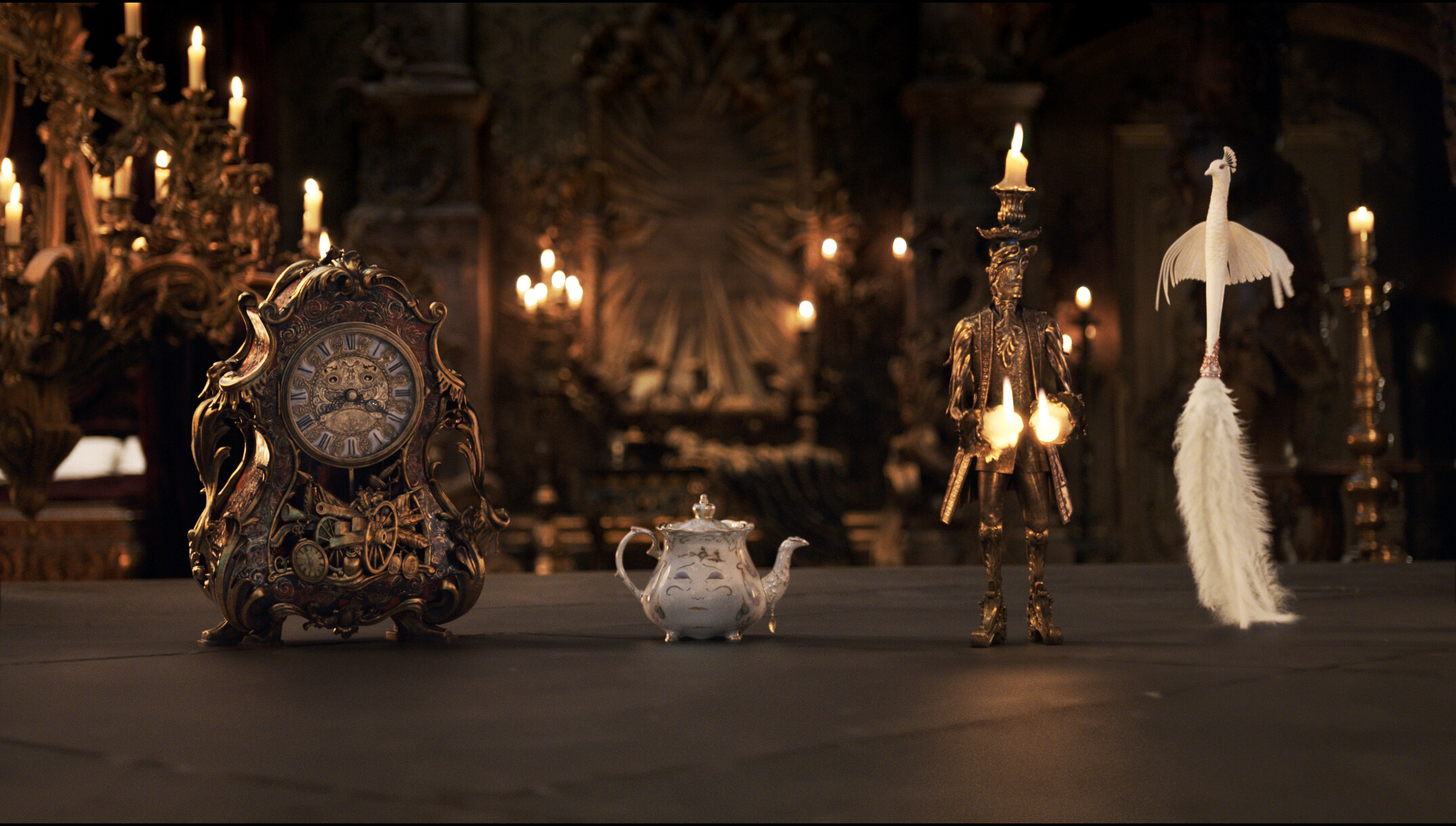 Beauty and the Beast: The Servants, Retain the form of animated objects, Lumiere, Cogsworth. 2150x1220 HD Wallpaper.