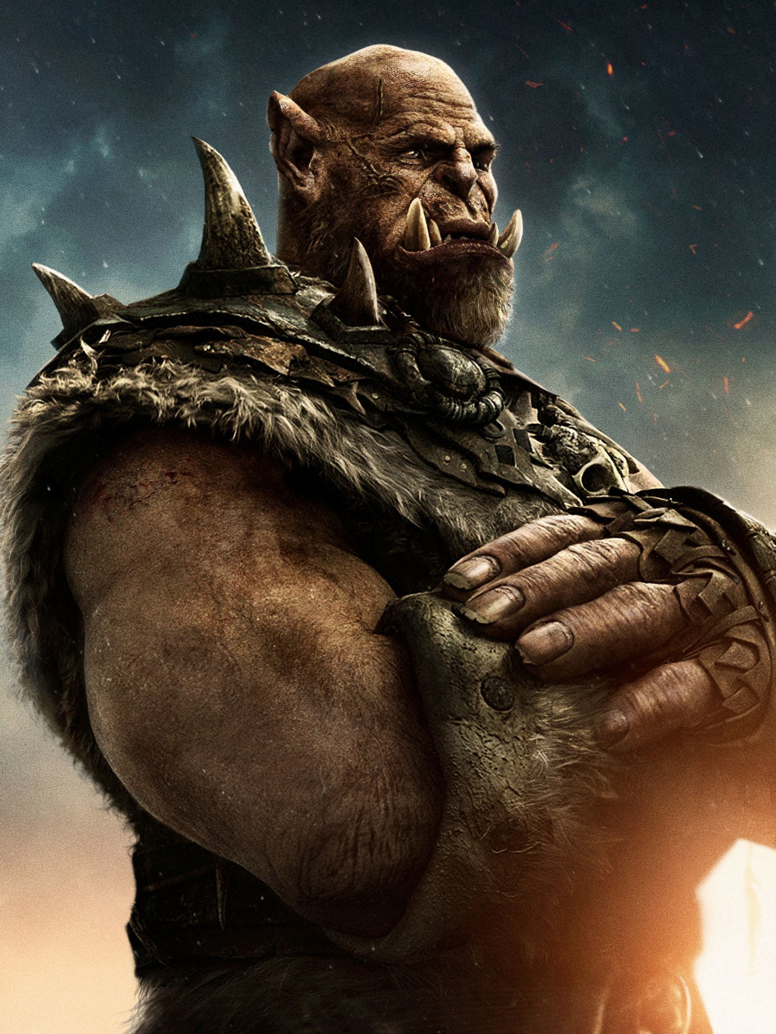 Warcraft (Movie): The film takes place in the world of Azeroth, Orgrim. 1540x2050 HD Wallpaper.
