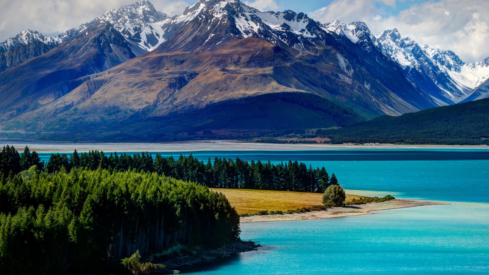 Lake Tekapo, New Zealand mountains, Sky and clouds, Nature vacation, 1920x1080 Full HD Desktop