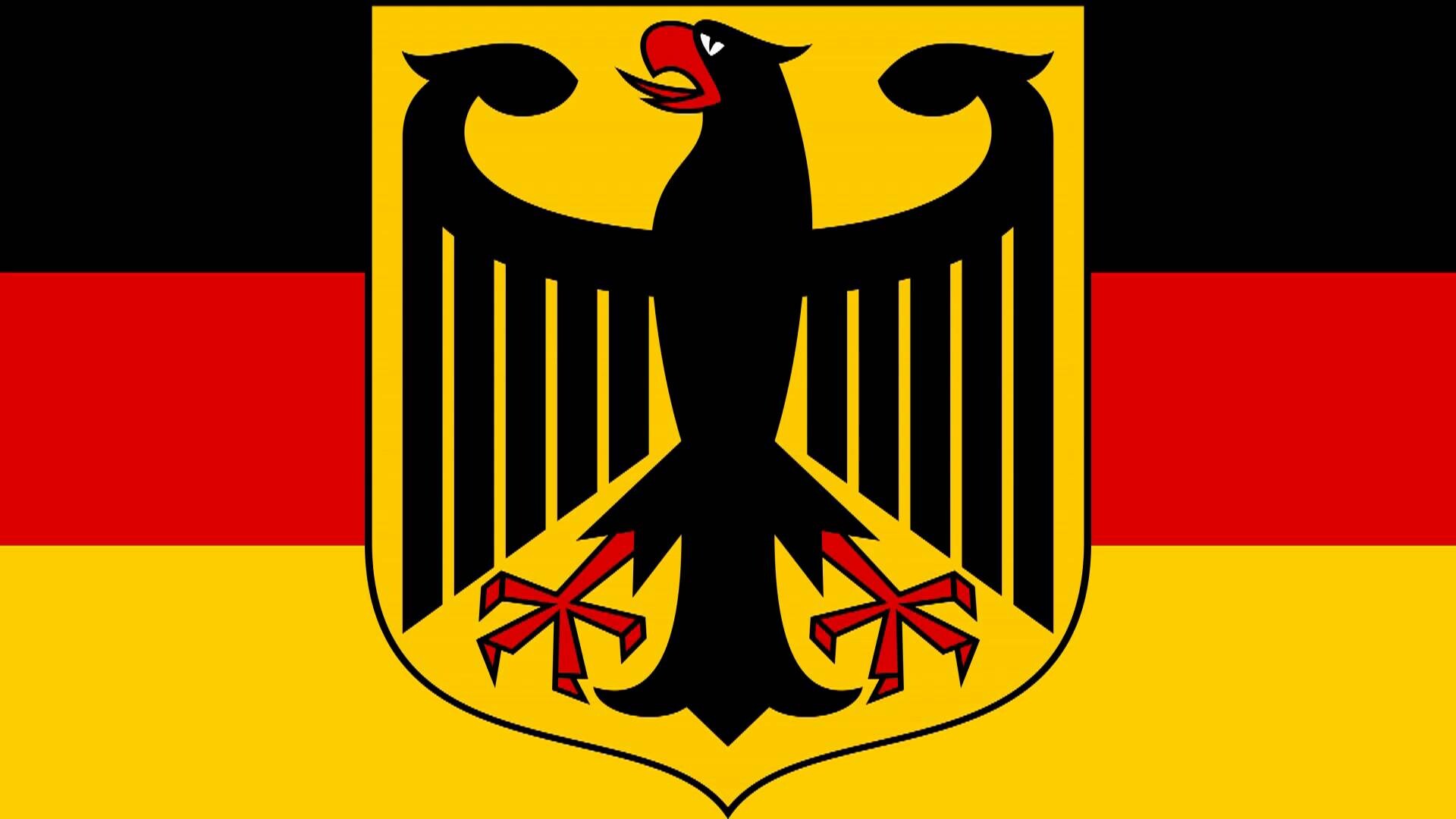 Flag of Germany: Federal coat of arms of the Central European Republic, German national tricolor, Heraldry. 1920x1080 Full HD Wallpaper.