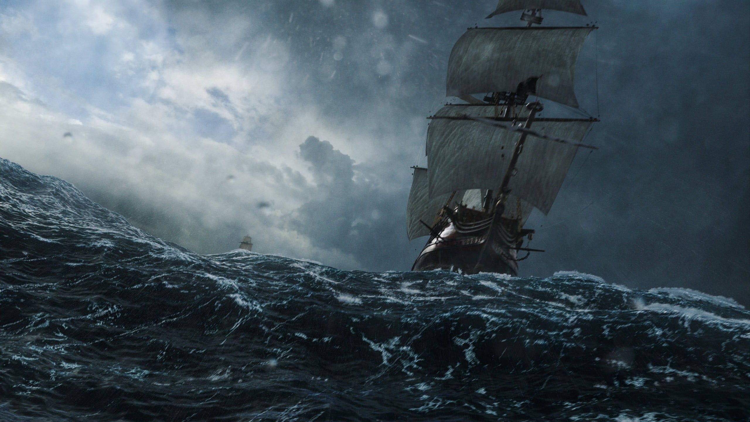 Black Sails TV Series, Galleon Boat, Sailing Ship, Storm, 2560x1440 HD Desktop