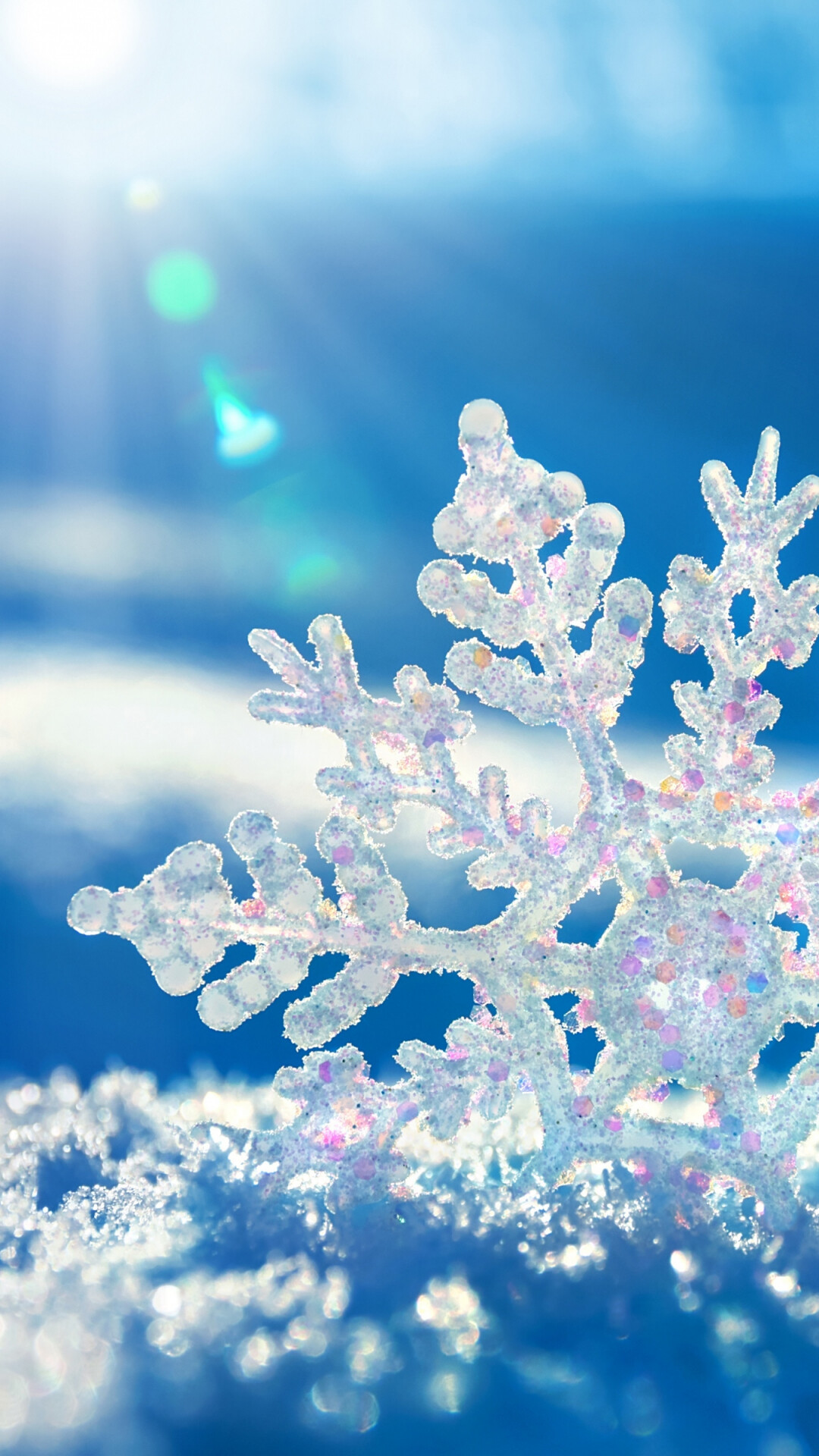 Winter: Ice crystals, Hard rime supercooled water liquid droplets. 1080x1920 Full HD Wallpaper.