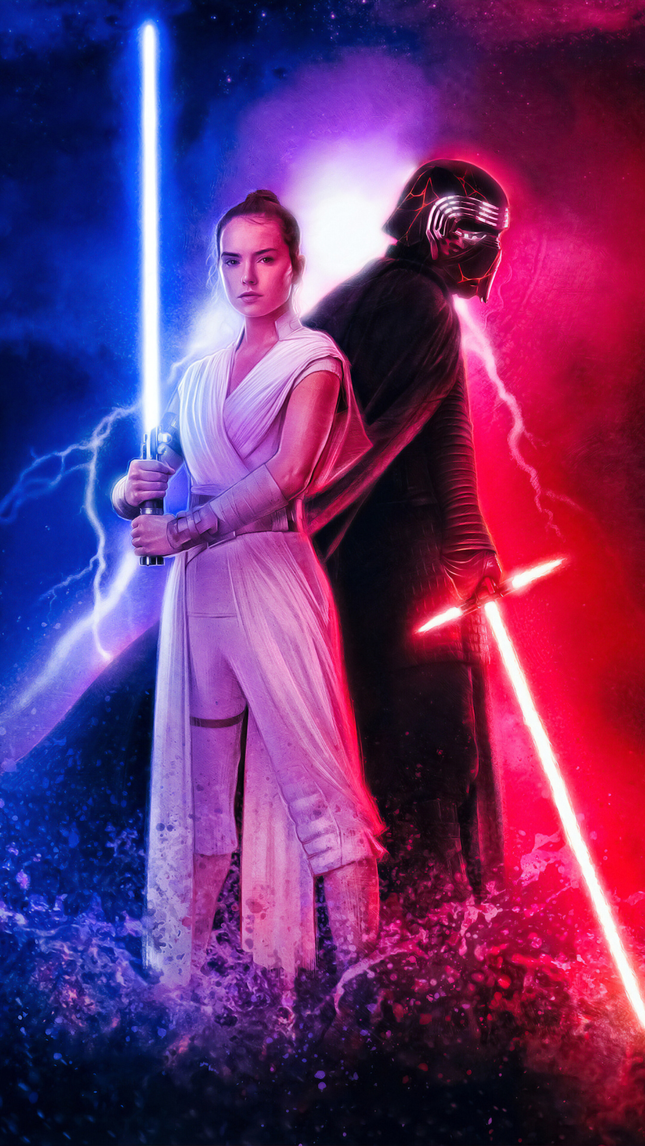 Star Wars, Rey and Kylo Ren, Top free backgrounds, 2160x3840 4K Phone