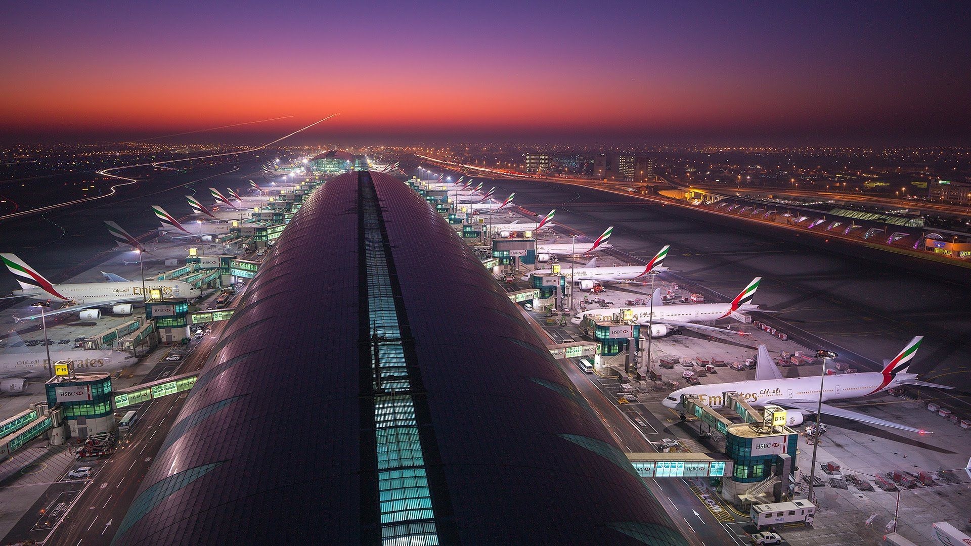 Dubai airport, Luxury travel, Middle East hub, Iconic architecture, 1920x1080 Full HD Desktop