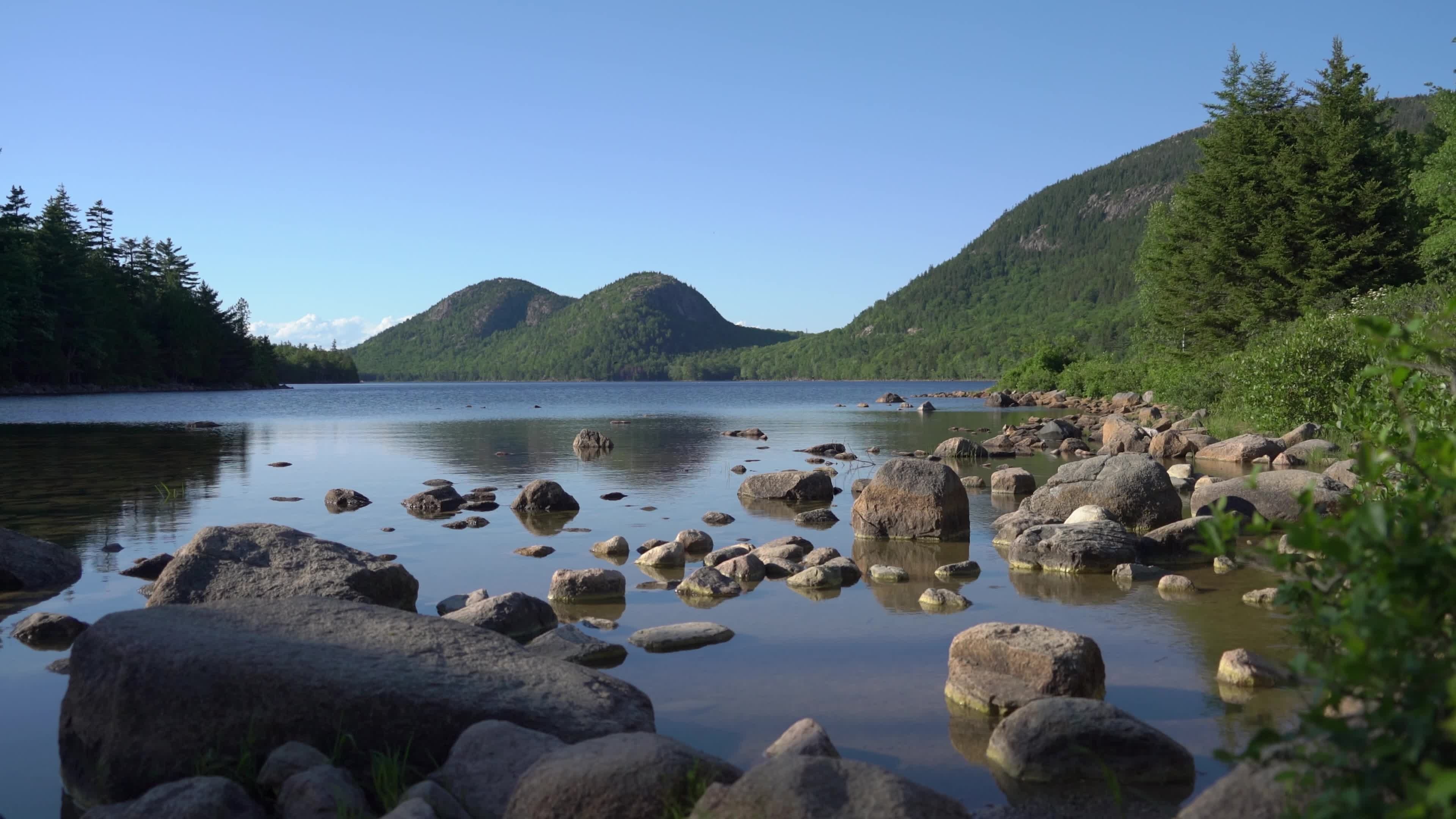 Acadia National Park, Lake rocks, 4K video, Stock footage, 3840x2160 4K Desktop