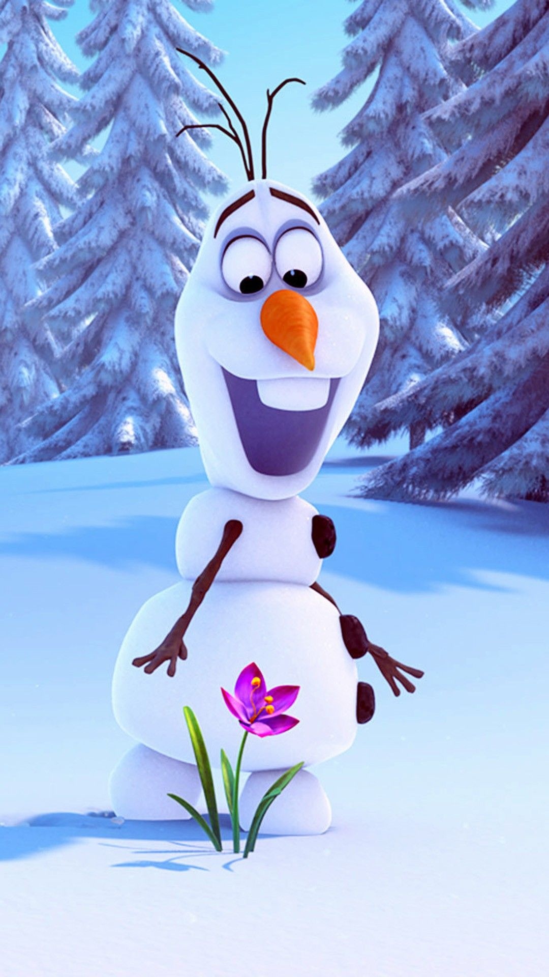 Olaf Frozen iPhone wallpaper, Halloween flower, Snow trees, Wonderland, 1080x1920 Full HD Phone