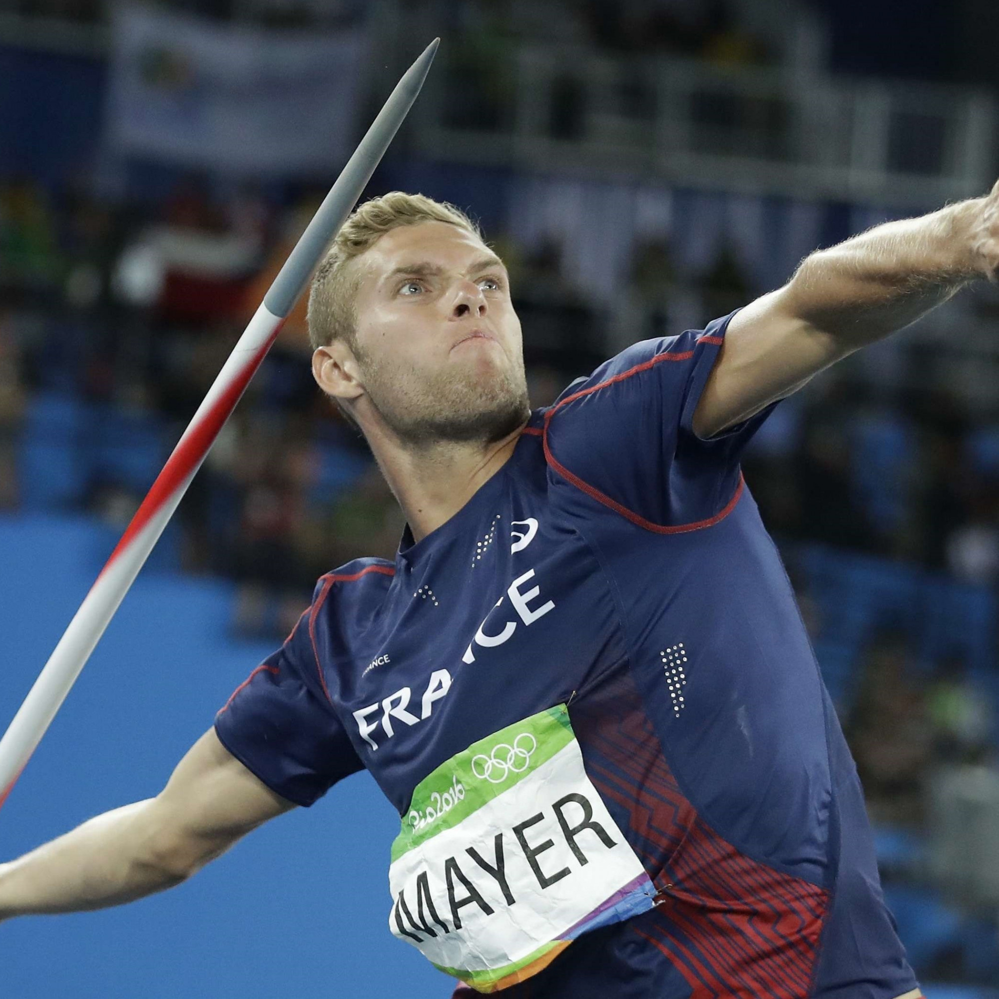 Javelin Throw: Team France, Kevin Mayer, Rio 2016 Summer Olympics, Track and field athletics. 2000x2000 HD Wallpaper.