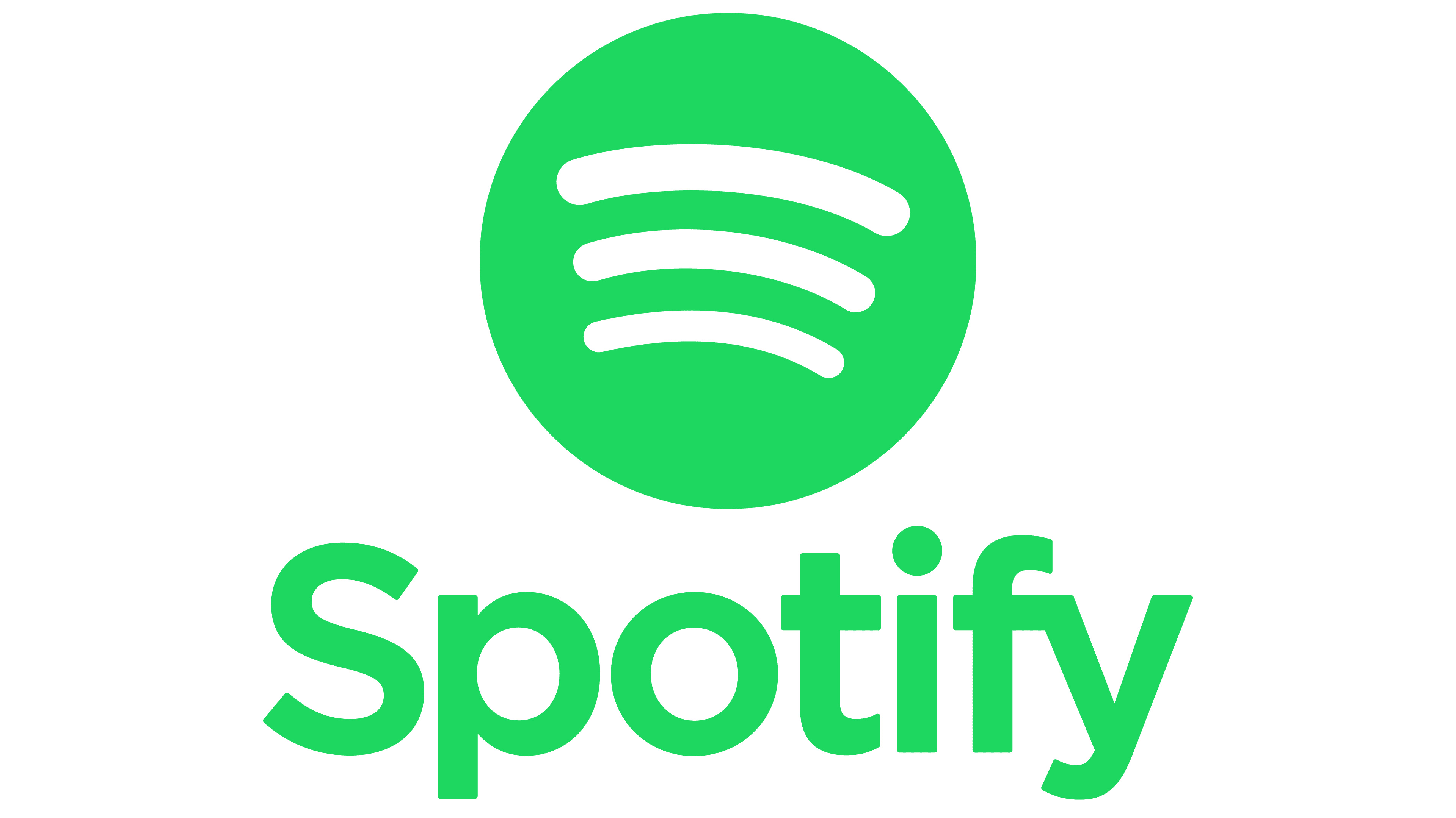 Spotify: A legal way to stream music online and listen to podcasts, Logo used since 2015. 3840x2160 4K Background.