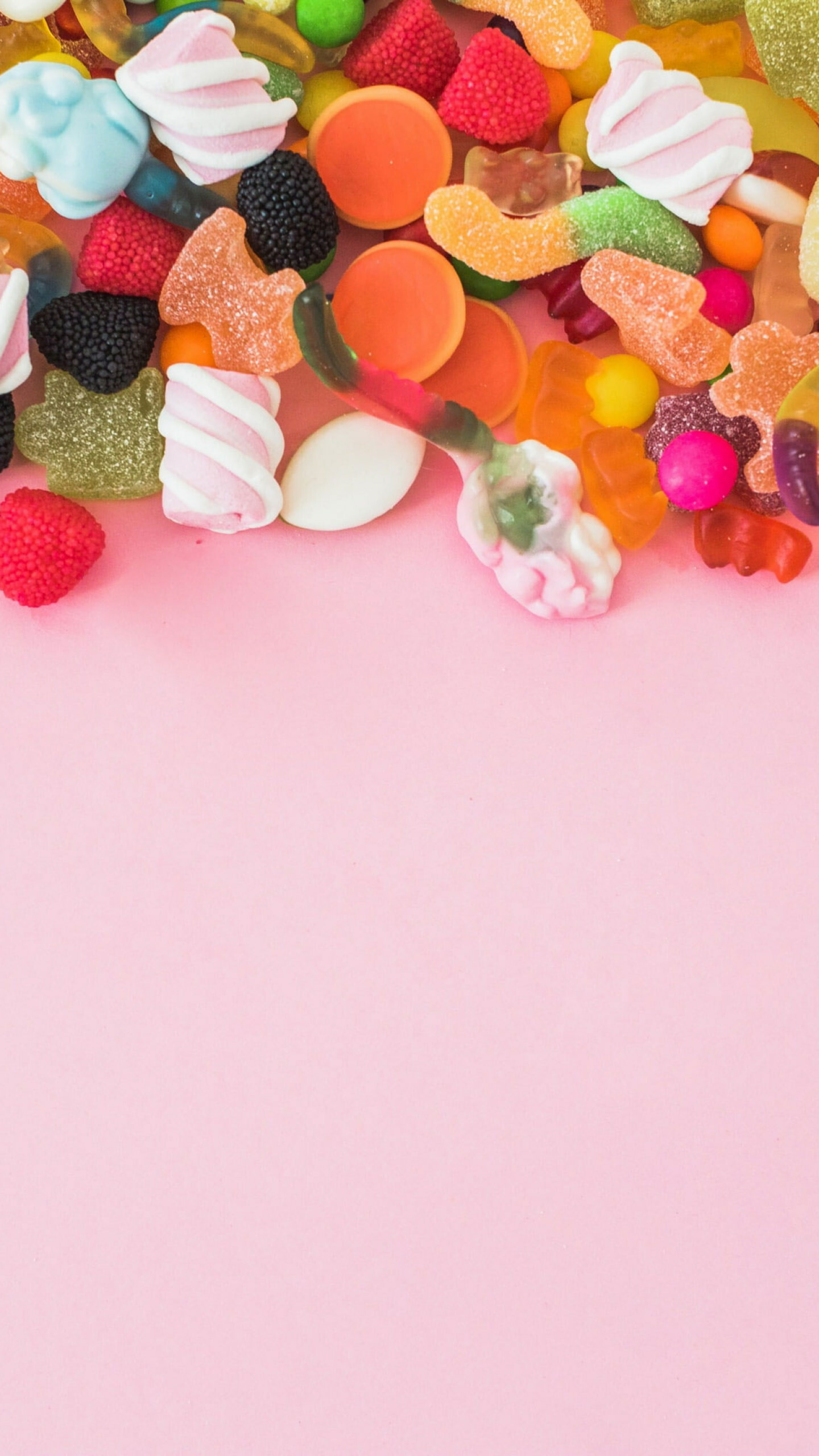 Sweets: Gummies, Brightly colored pectin-based pieces. 1440x2560 HD Wallpaper.