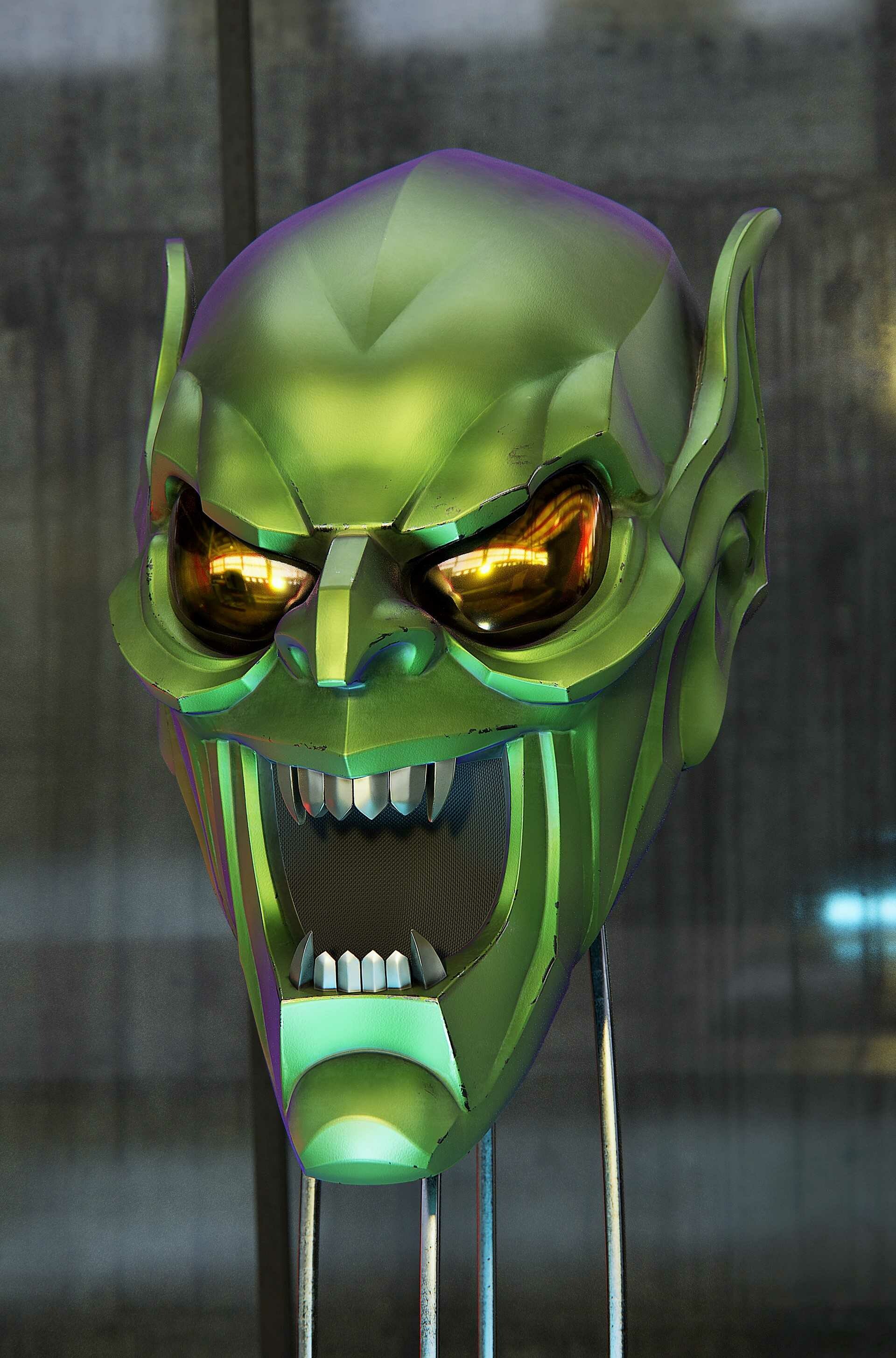 Green Goblin: The alias of several supervillains appearing in American comic books, Mask. 1920x2910 HD Wallpaper.