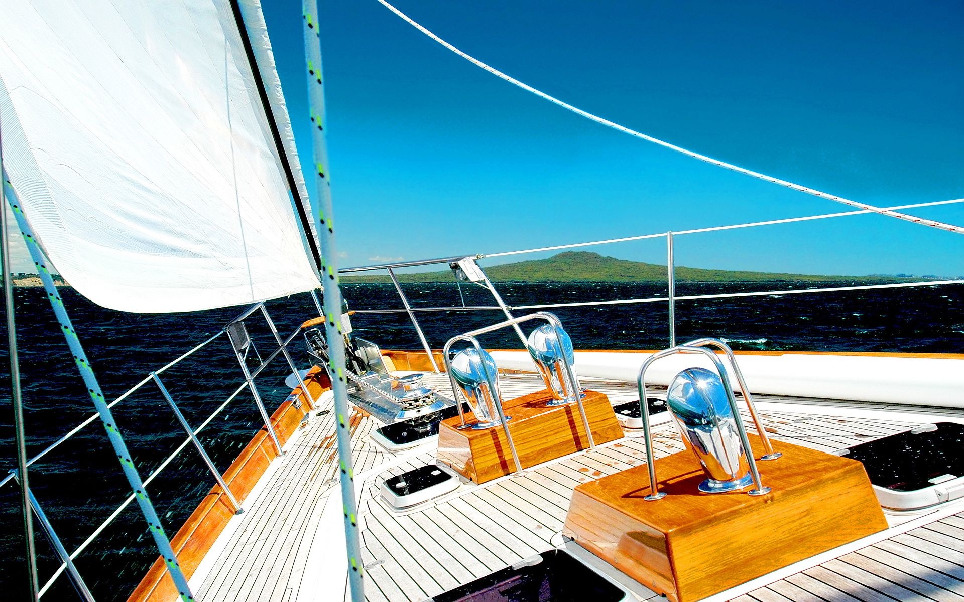 Sail boat, Deck sailing, Summer vibes, Picturesque setting, 1920x1200 HD Desktop