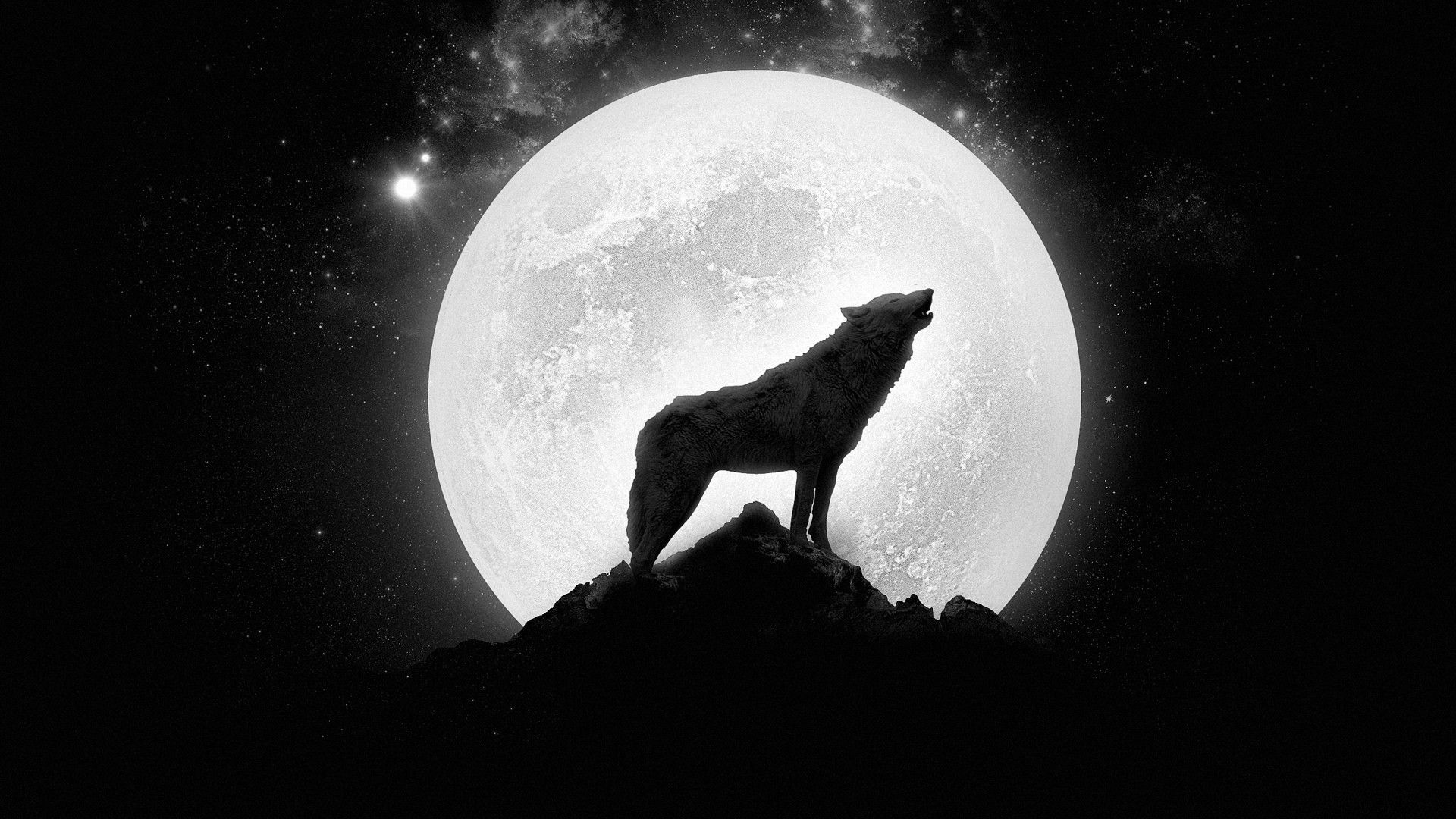Howling Wolf, Geometric silhouette, Wolves howling wallpapers, 1920x1080 Full HD Desktop