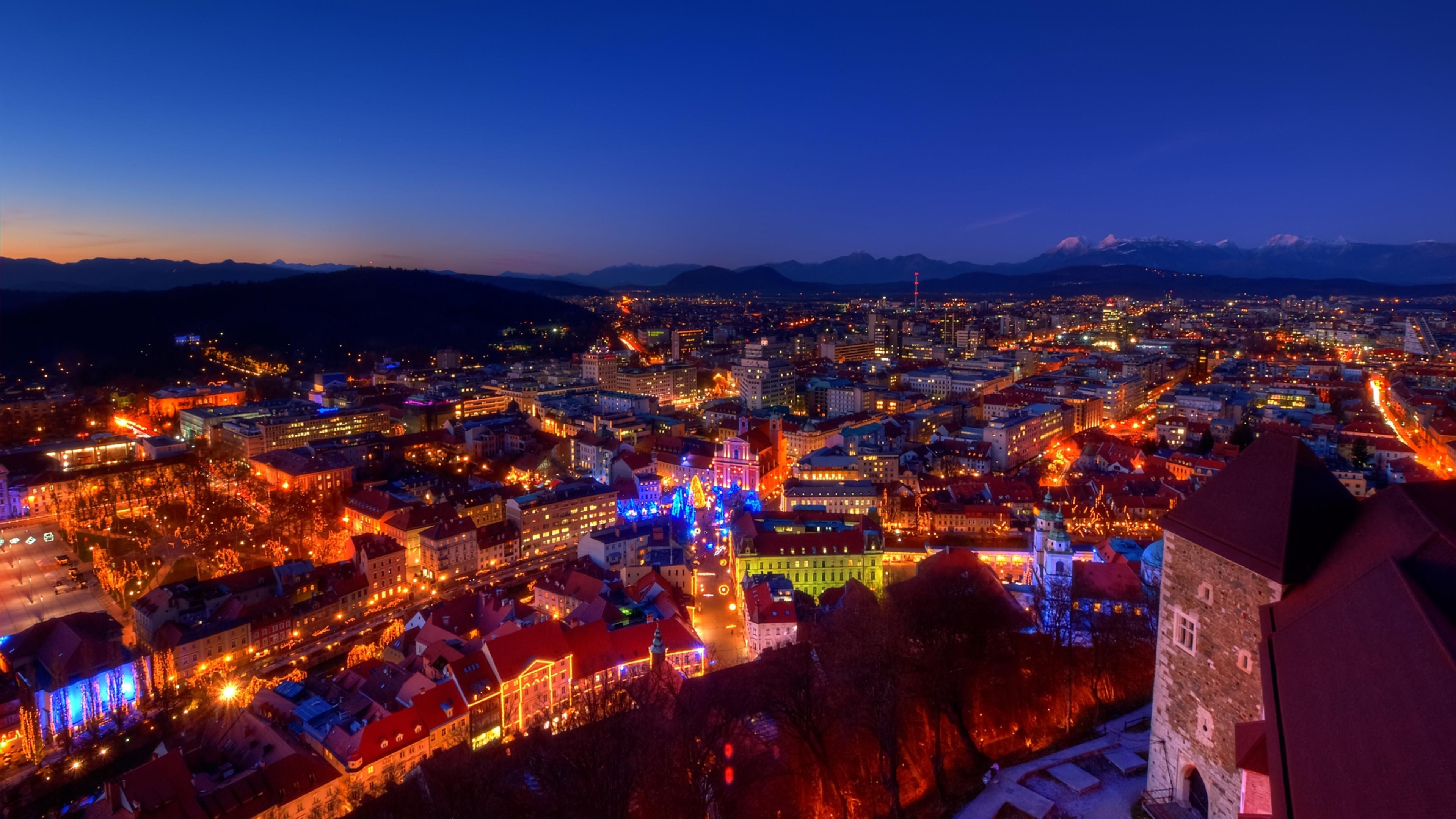 Ljubljana center, Slovenia's charm, Historic architecture, Serene atmosphere, 3840x2160 4K Desktop
