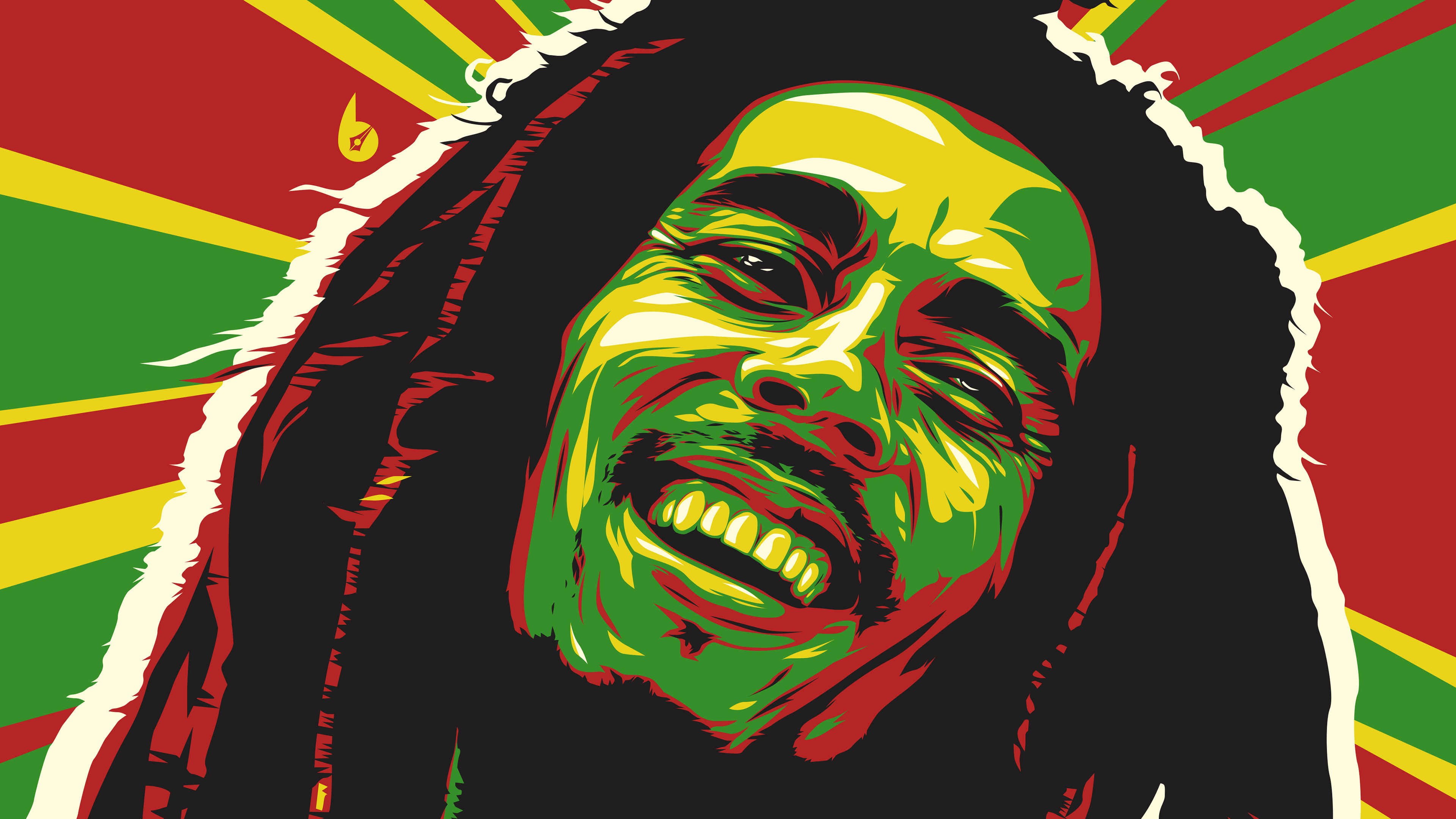 Bob Marley: Robert Nesta Marley OM, Jamaican singer, musician, and songwriter. 3840x2160 4K Background.