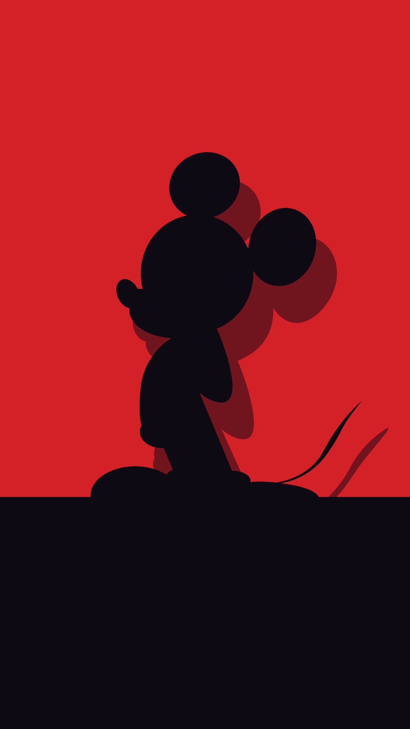 Mickey Mouse, Red and black wallpaper, Glittery design, Modern look, 1390x2470 HD Phone