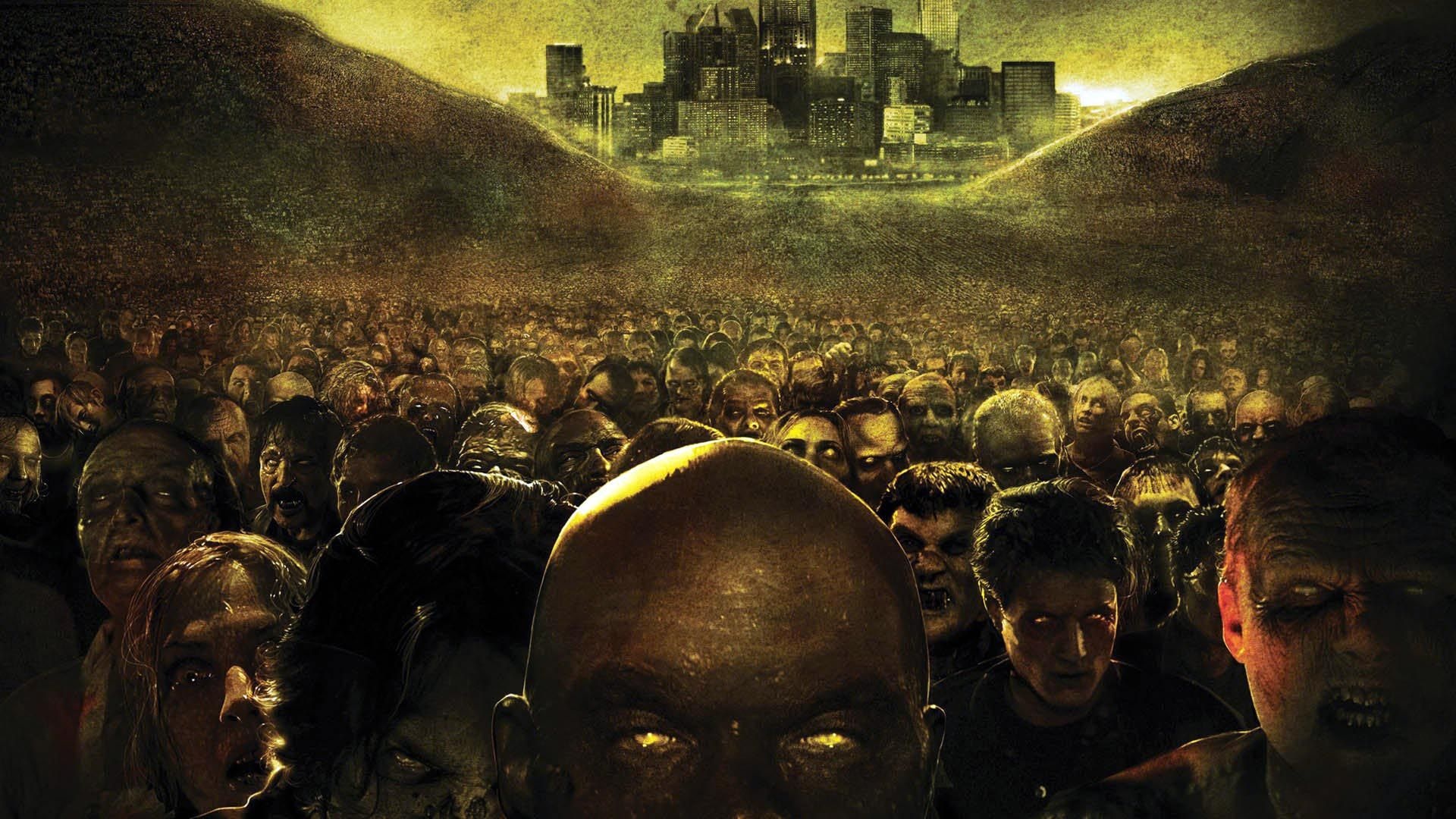 Zombie horde, Apocalyptic invasion, Terrifying visuals, Eerie backgrounds, 1920x1080 Full HD Desktop