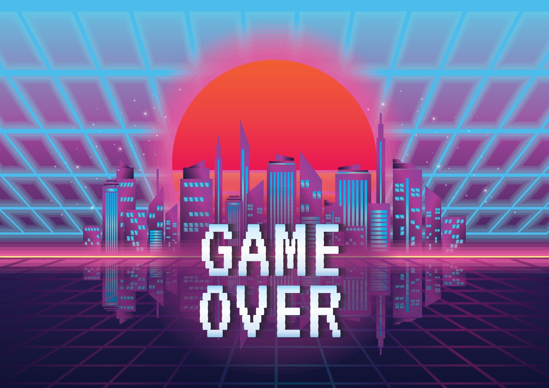 Game Over, Gaming zone, Icon background, Vector art, 1920x1360 HD Desktop