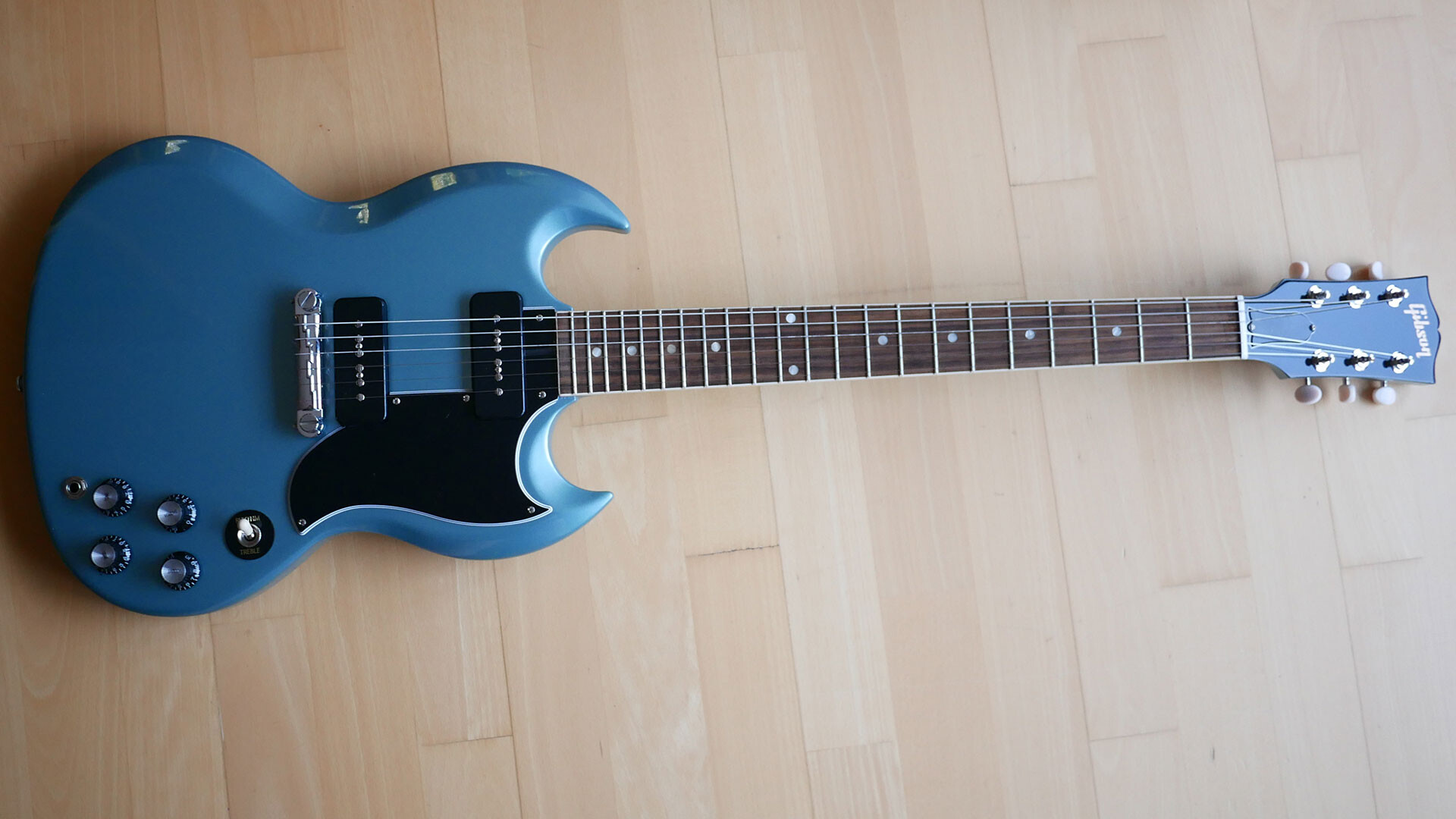 Gibson Guitar: SG Special Faded Pelham Blue, Electronic musical instrument. 1920x1080 Full HD Background.