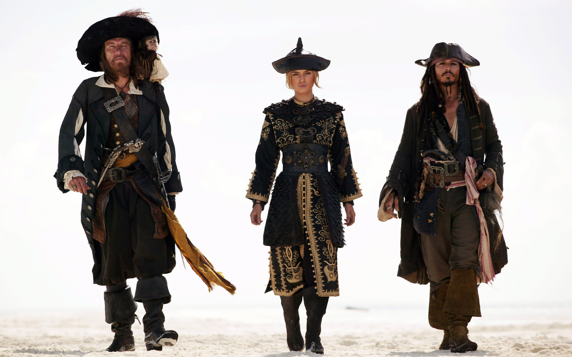 Geoffrey Rush, Jack Sparrow, Barbossa, Keira Knightley, 1920x1200 HD Desktop