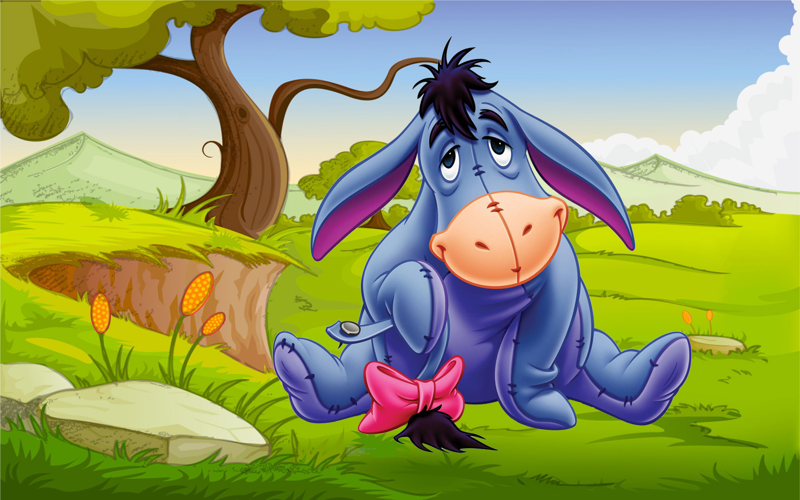 Eeyore, Gray donkey, Winnie the Pooh, Cartoons, 2560x1600 HD Desktop