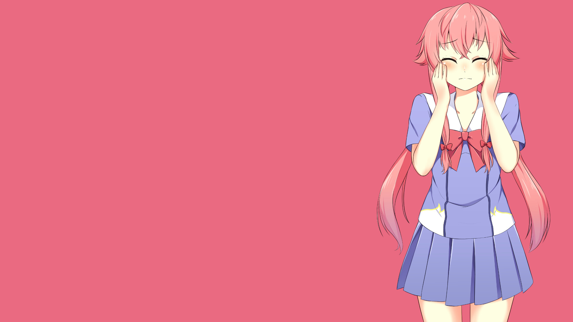 Gasai Yuno: Mirai Nikki anime, Yandere, Pink hair, Future Diary, Sakae Esuno. 1920x1080 Full HD Background.