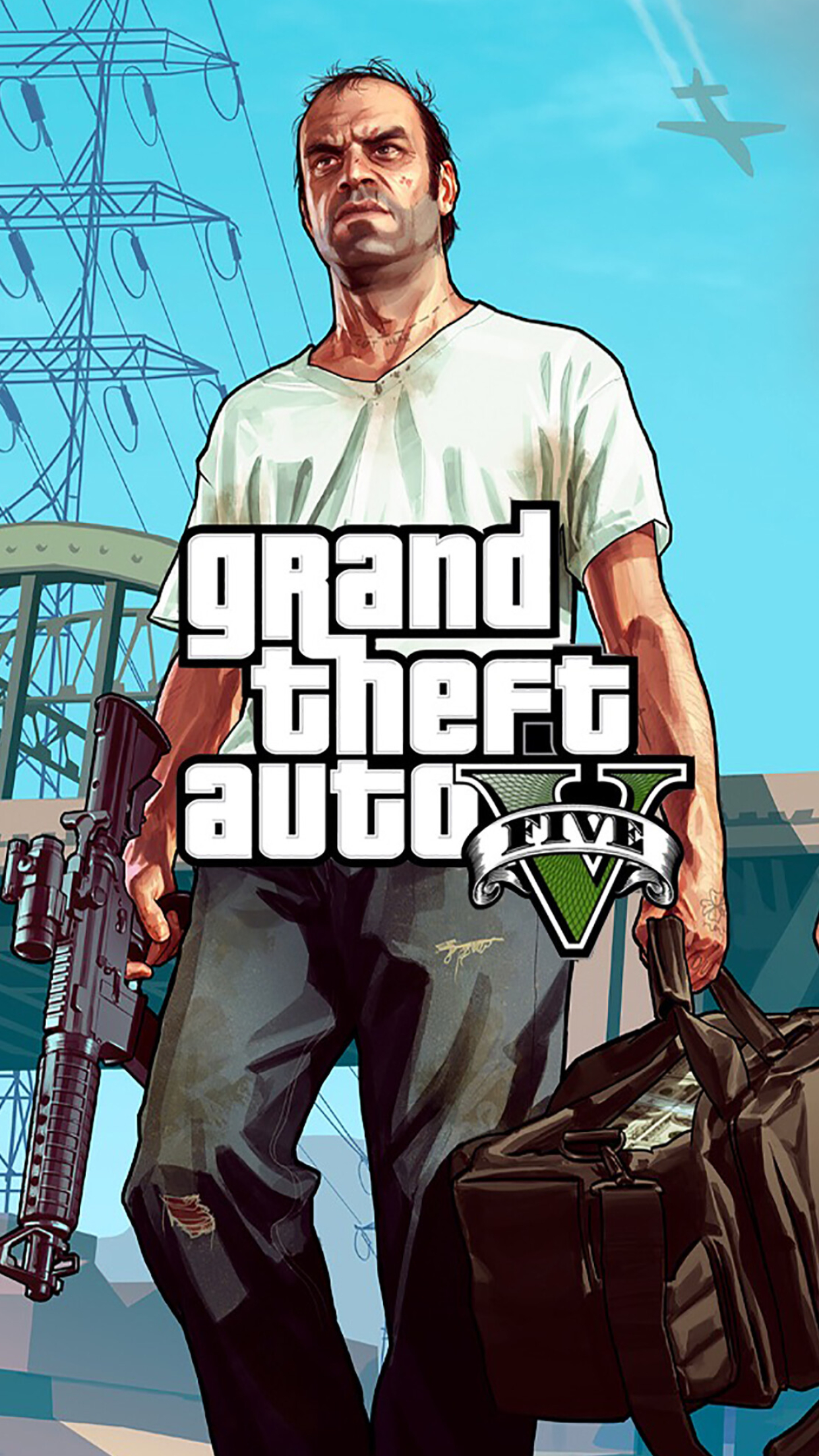Grand Theft Auto 5: A drug dealer and gunrunner Trevor Philips, One of the three playable characters. 1250x2210 HD Background.