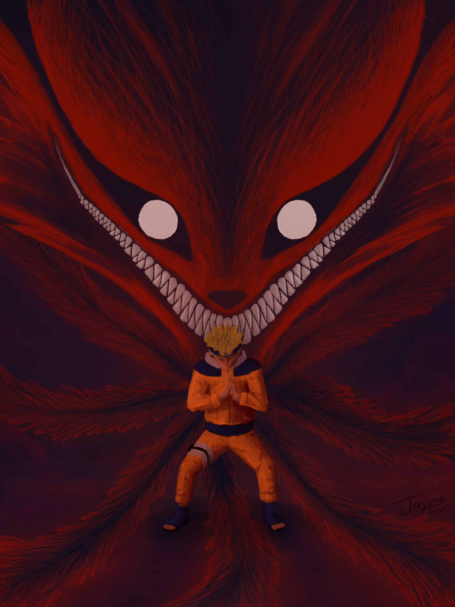 9 Tailed Fox, Mythical creature, Japanese folklore, Powerful beast, 1540x2050 HD Phone