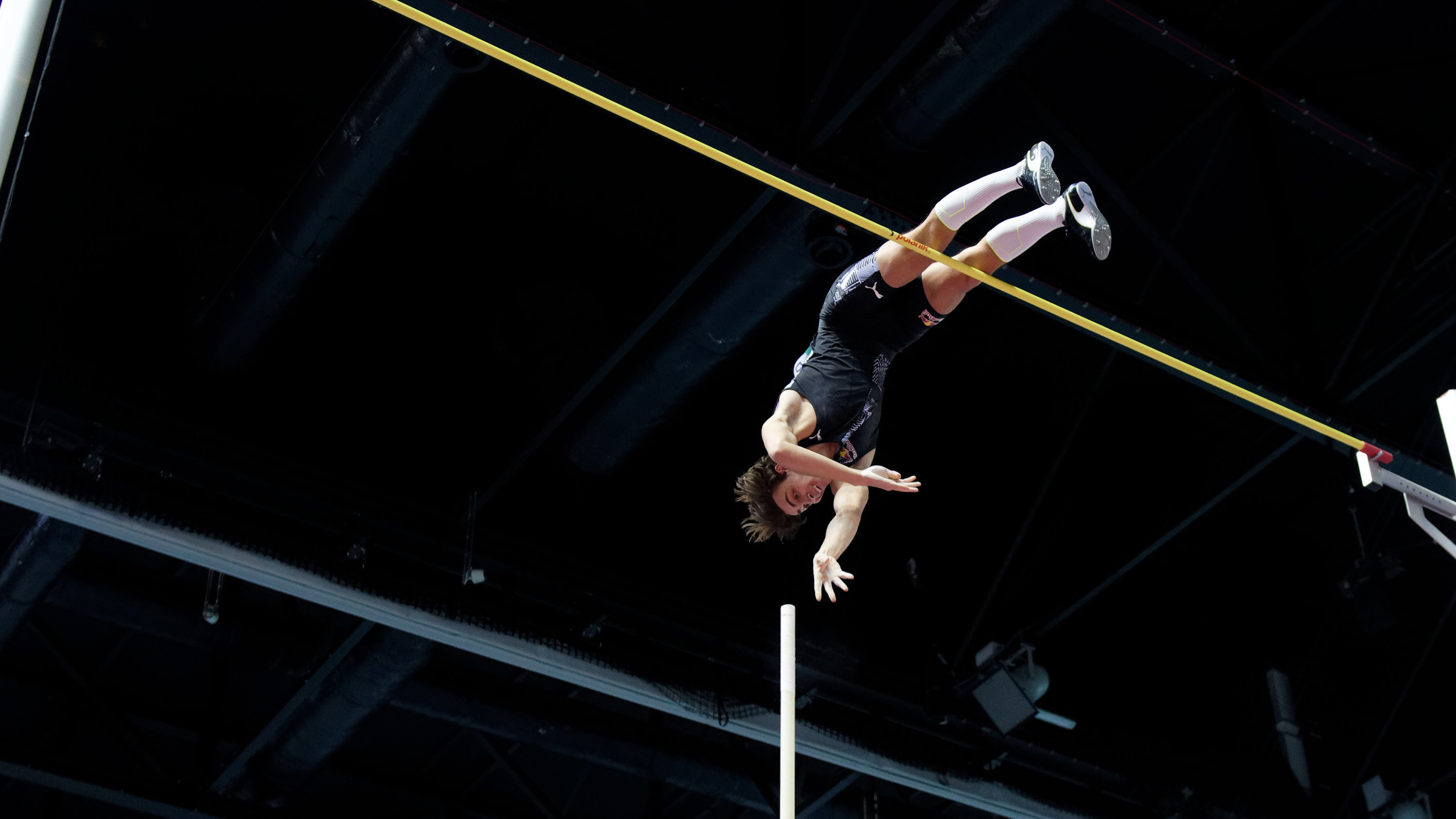 Pole Vaulting: Armand Duplantis, The Pole Vault World Record, A leap for height made from a running start. 3000x1690 HD Background.