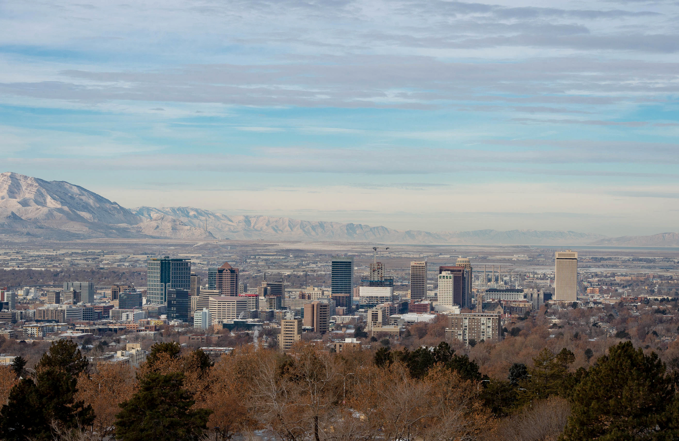 Salt Lake City skyline, Sunny skies, Utah, 2800x1820 HD Desktop