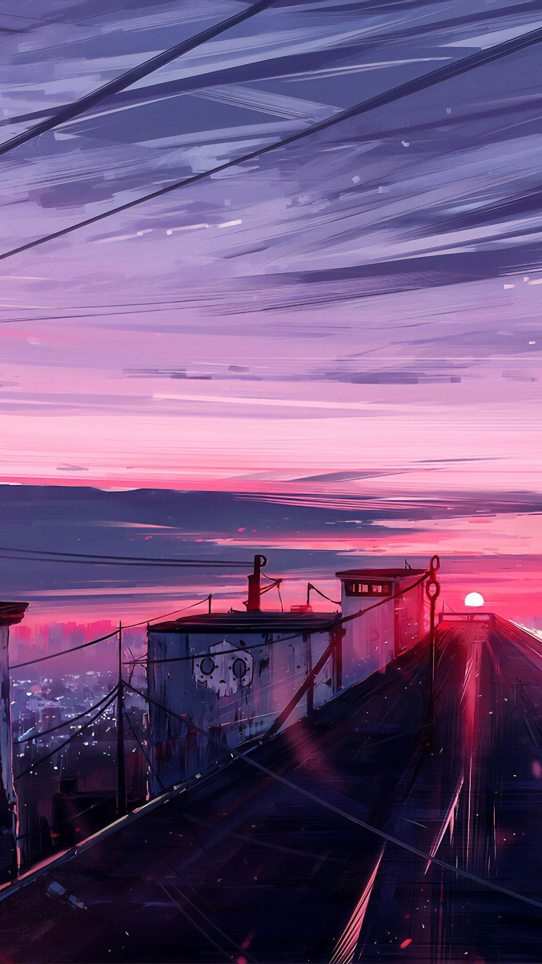 Sunset: Twilight, Atmospheric effects, Cityscape. 1080x1920 Full HD Wallpaper.