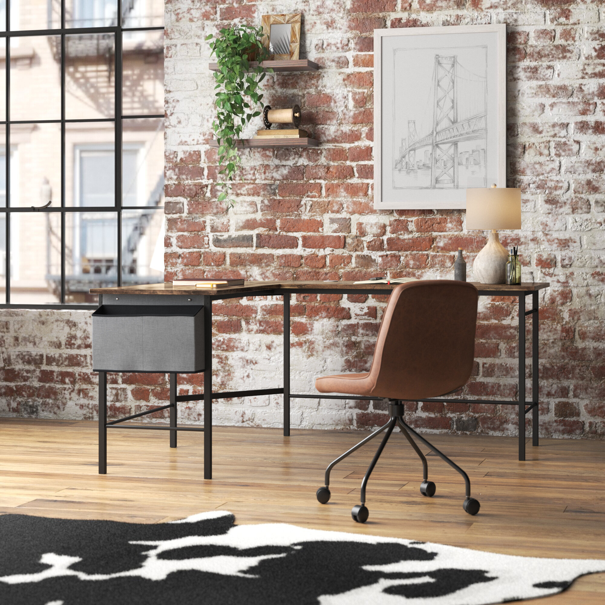 Steelside tarren L shape desk, Industrial style, Functional workspace, Modern design, 2000x2000 HD Phone