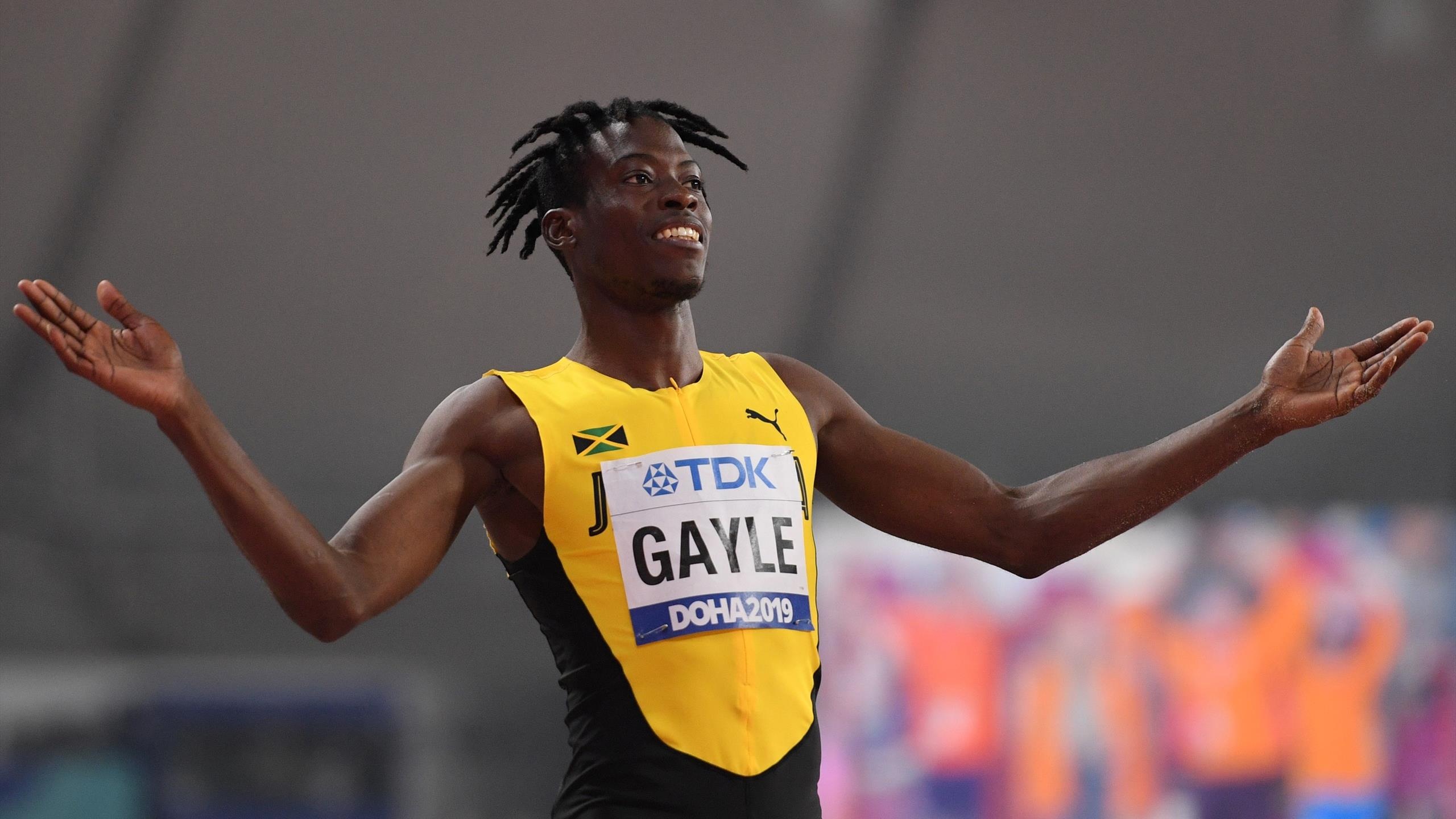 Tajay Gayle, World Athletics championships, Jamaican gold, Echevarria upset, 2560x1440 HD Desktop