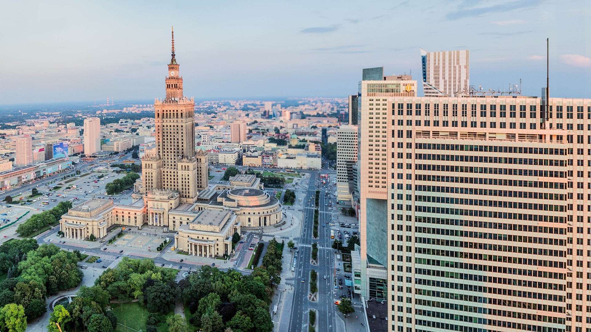 Warsaw, Skyscrapers, Landmarks, Metropolitan area, 1920x1080 Full HD Desktop
