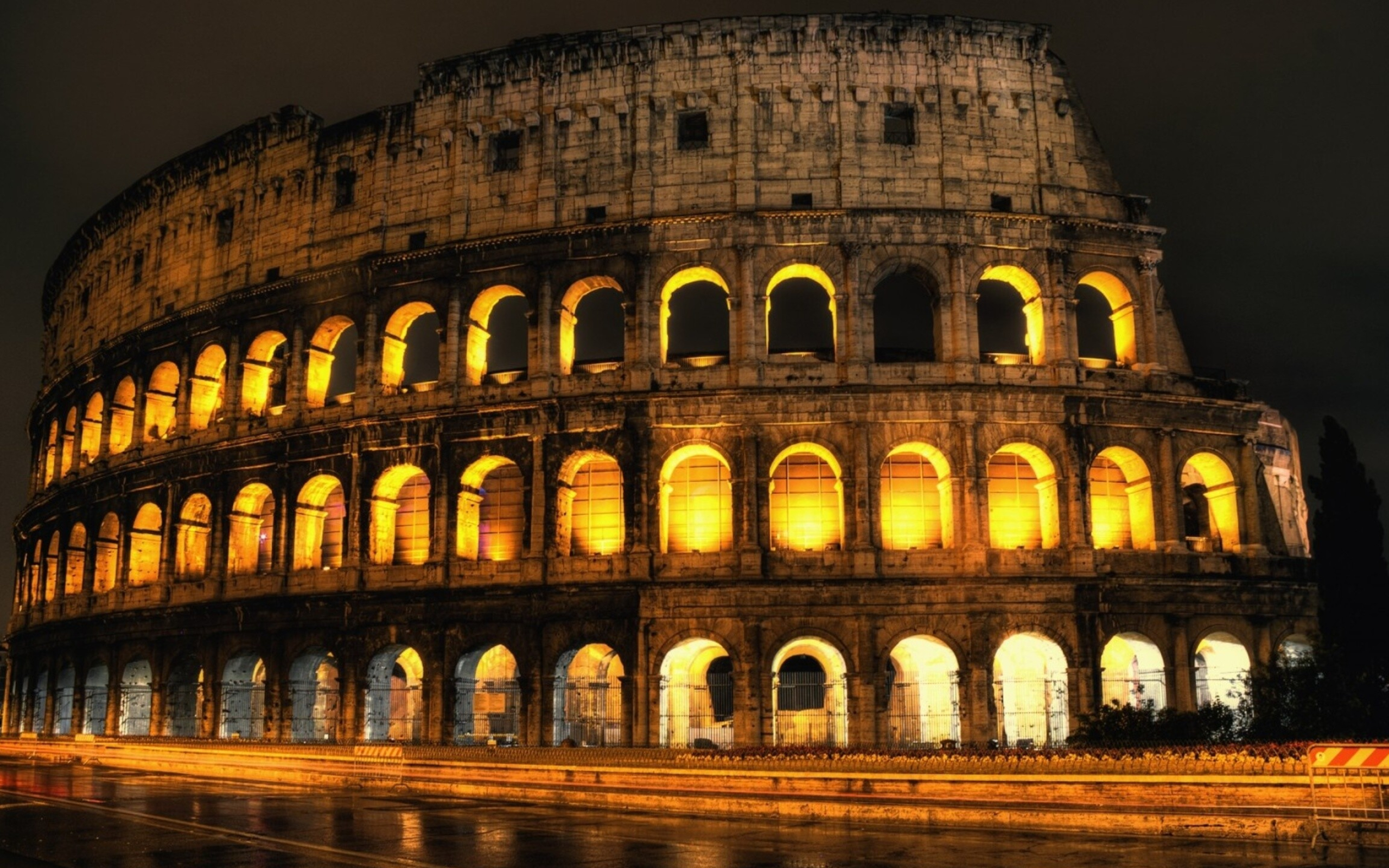Kolosseum Rome, Night amphitheater, Architectural wonder, Rome travel, 2560x1600 HD Desktop