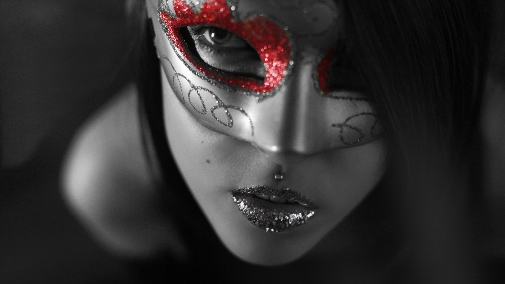 Women with piercing, Selective coloring, High-quality HD wallpapers, 1920x1080 Full HD Desktop