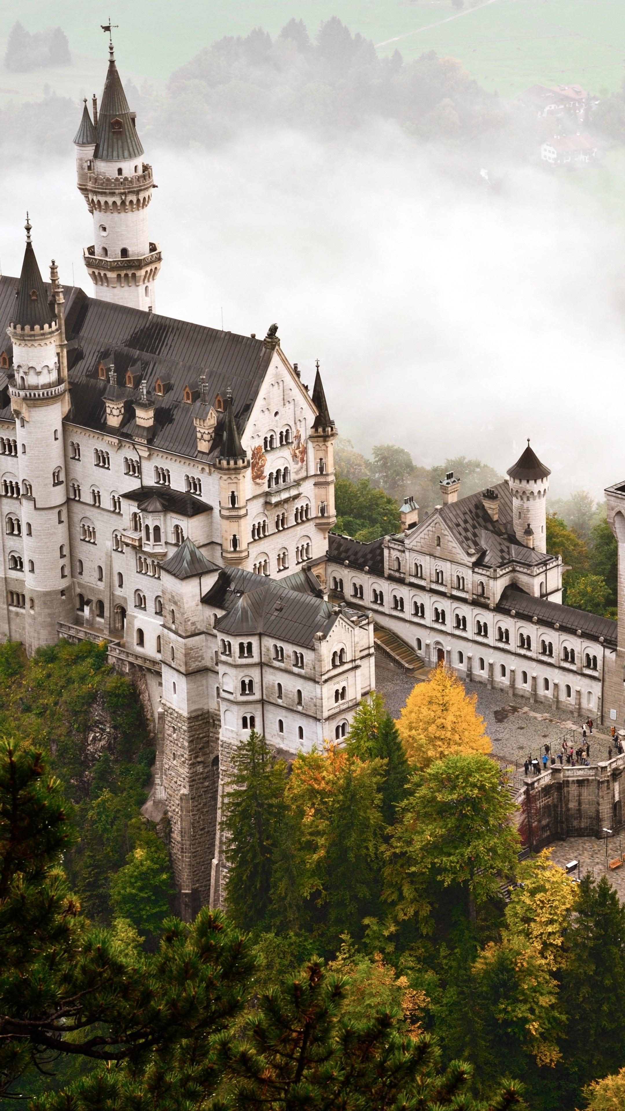 Castle: Schloss Neuschwanstein, Bavaria, Germany, Landmark. 2160x3840 4K Background.