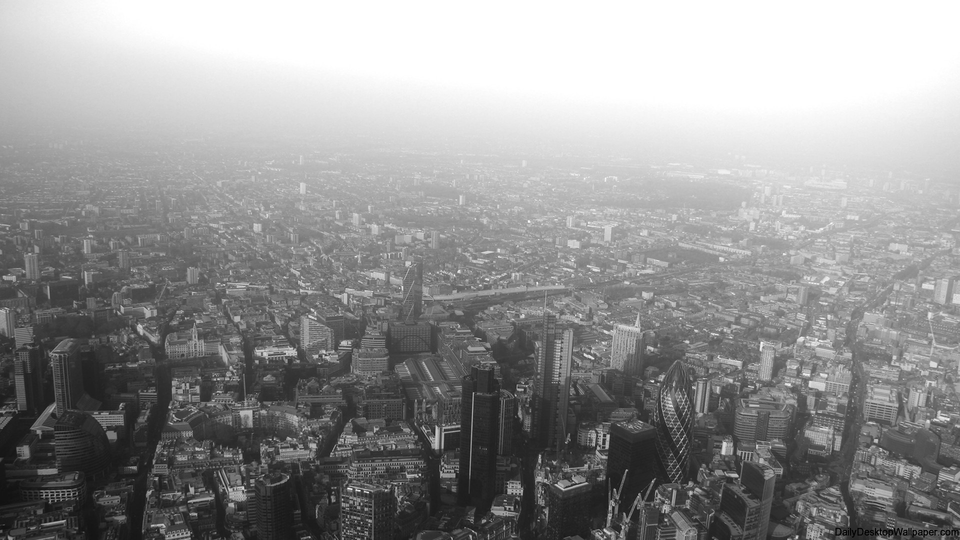 London: Urban design, Black-and-white, Aerial view, English capital. 1920x1080 Full HD Background.