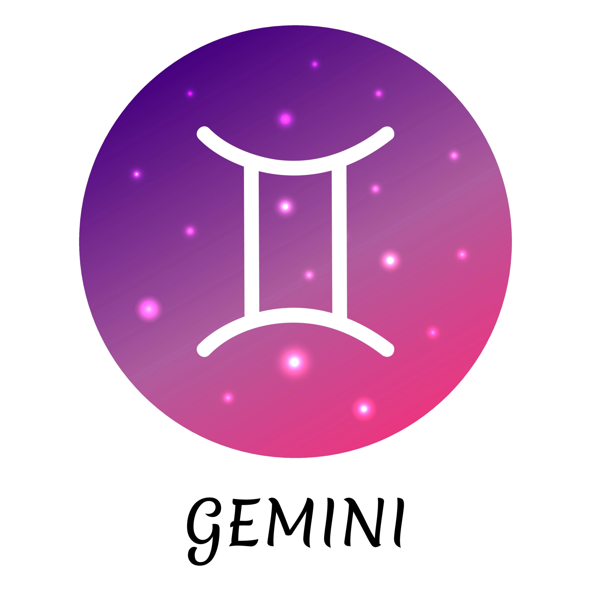 Gemini zodiac sign, Icon with starry gradient, Astrological element, 1920x1920 HD Phone