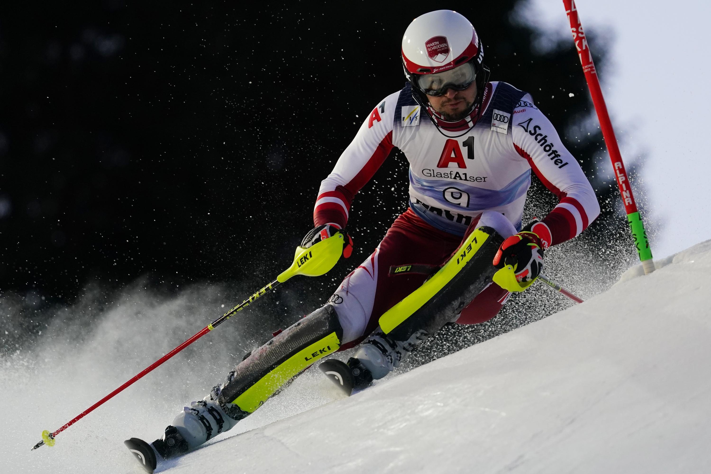 Slalom: Austrian Skier, Johannes Strolz, World Cup Slalom, Cyclic winter sports. 3000x2000 HD Wallpaper.