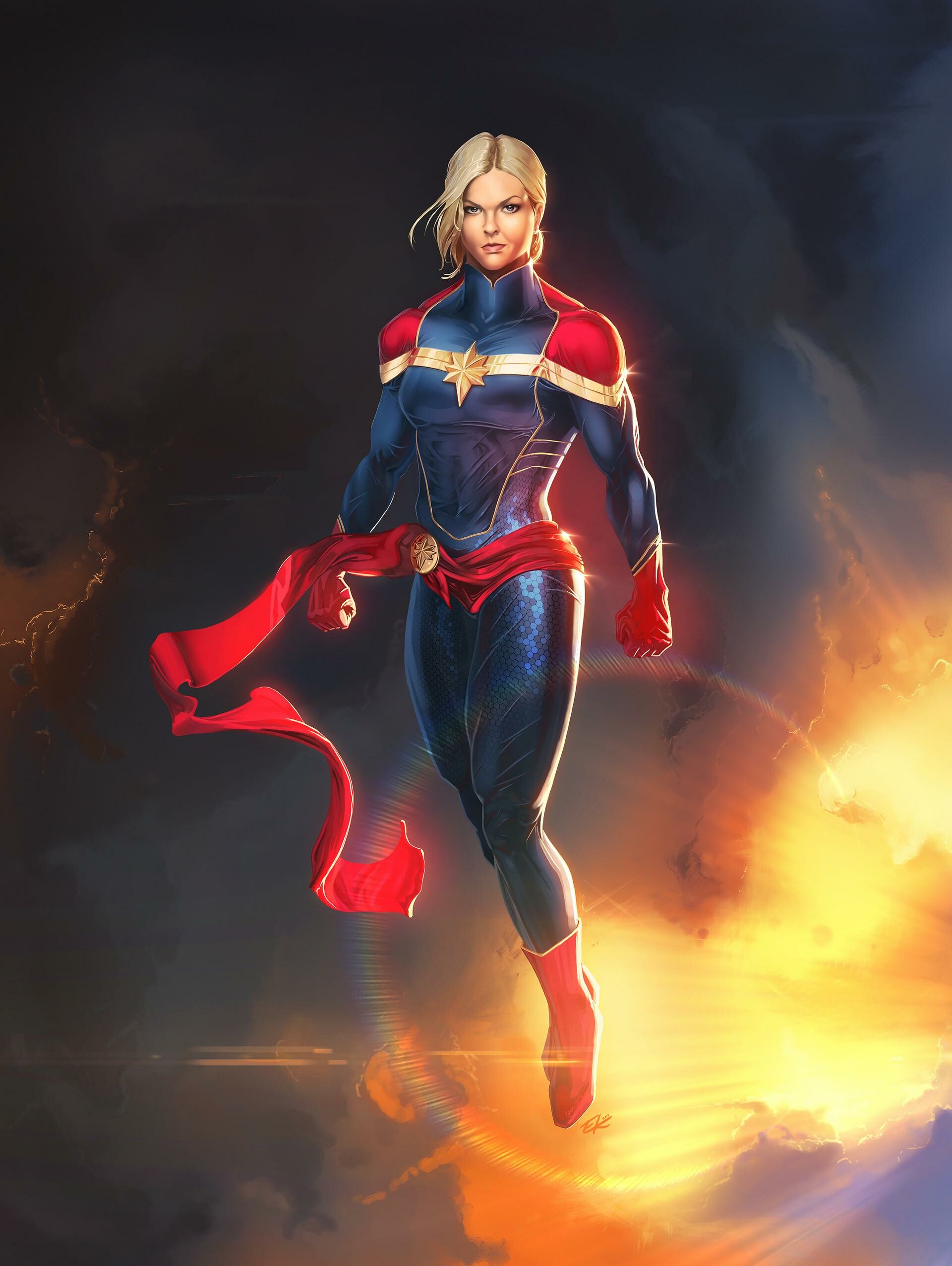 Captain Marvel: Carol Danvers, first appeared as a colleague of the Kree superhero Mar-Vell. 1920x2560 HD Wallpaper.