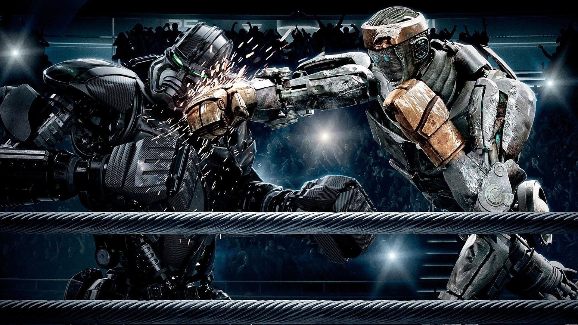 Real Steel: A sci-fi movie directed by Shawn Levy, Robots. 1920x1080 Full HD Background.