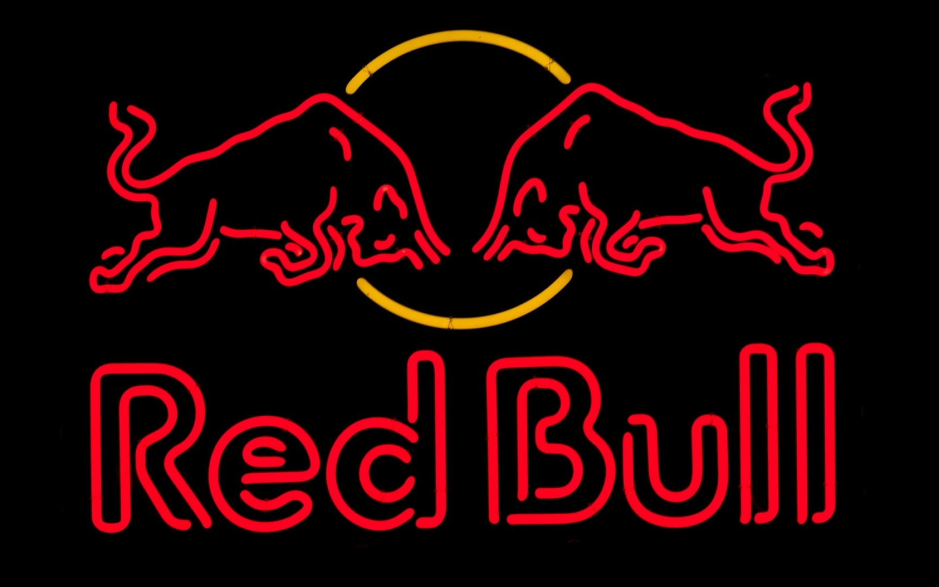 Red Bull Logo: A carbonated beverage giving the energy, Introduced in 1987, Austria. 1920x1200 HD Background.