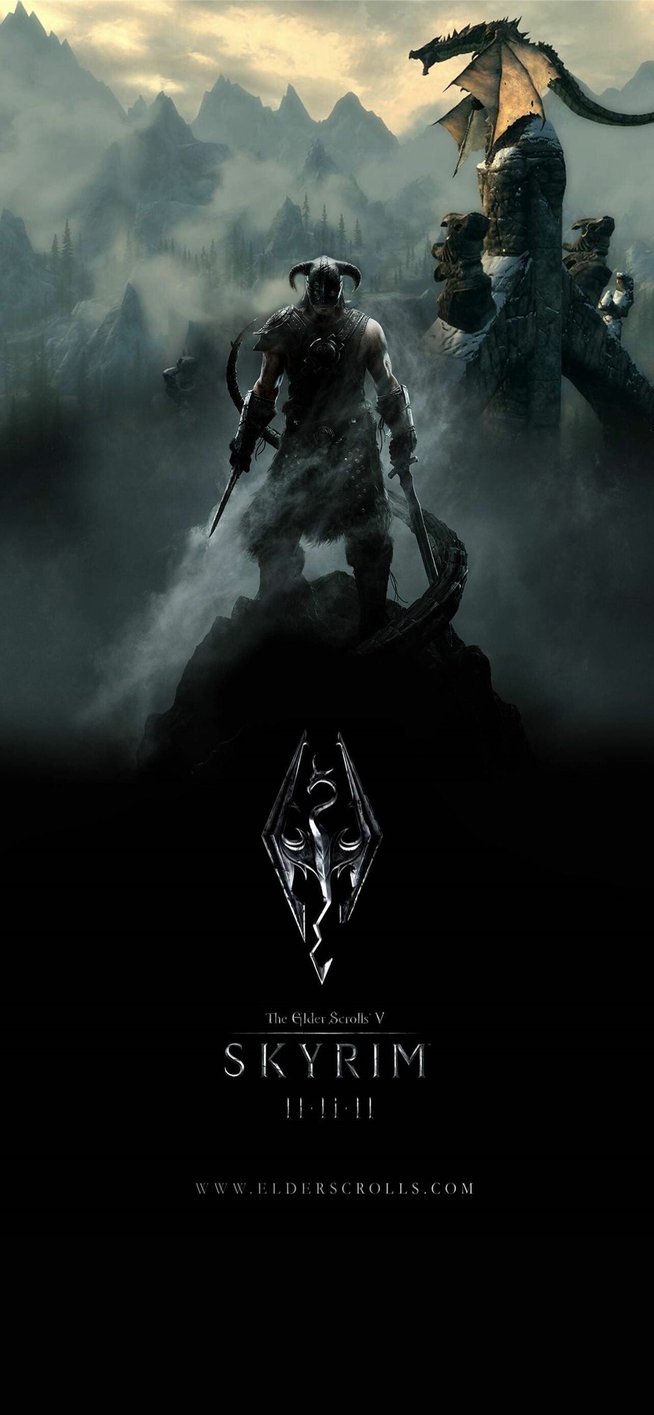 Elder Scrolls V, iPhone wallpapers, Epic adventures, Mythical creatures, 1290x2780 HD Phone
