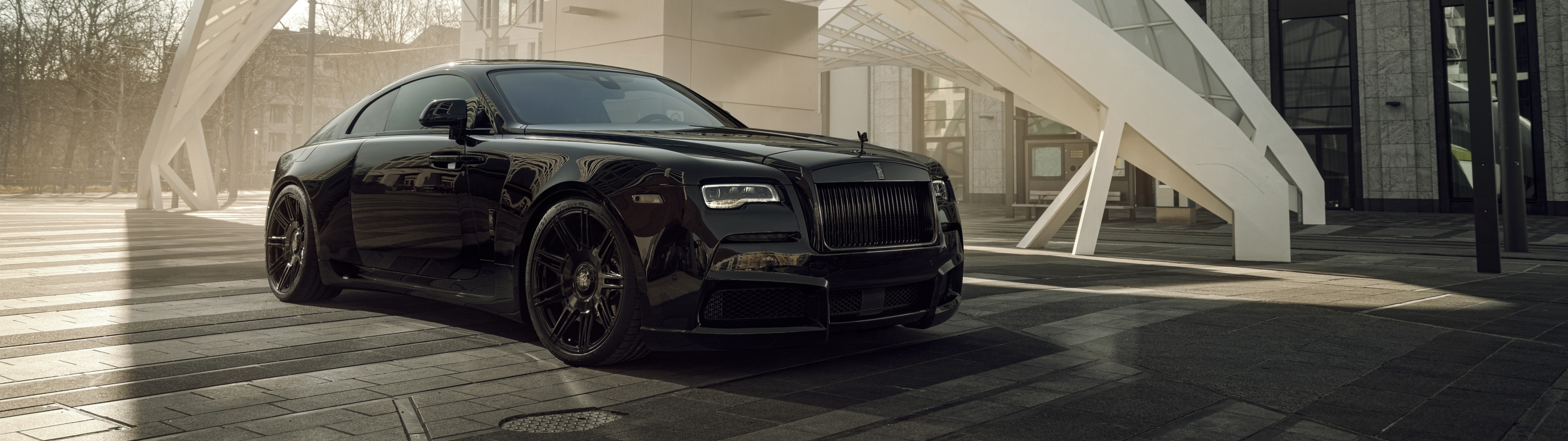 Rolls-Royce Wraith, Spofec customization, Black badge overdose, Unparalleled luxury, 3840x1080 Dual Screen Desktop