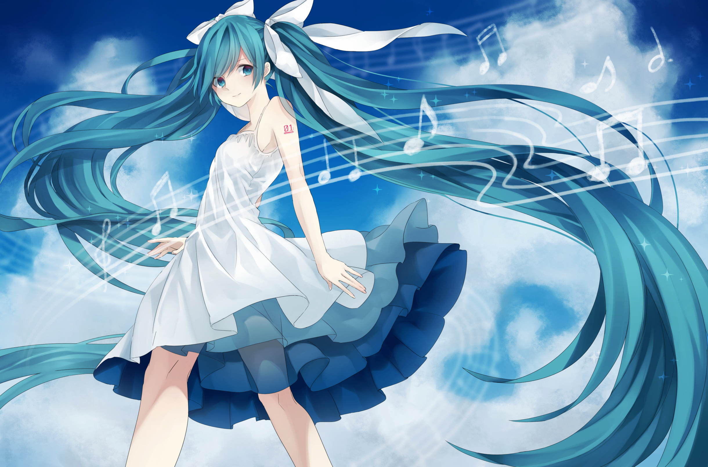 Hatsune Miku, Vocaloid singer, Anime music, Digital diva, 2440x1610 HD Desktop