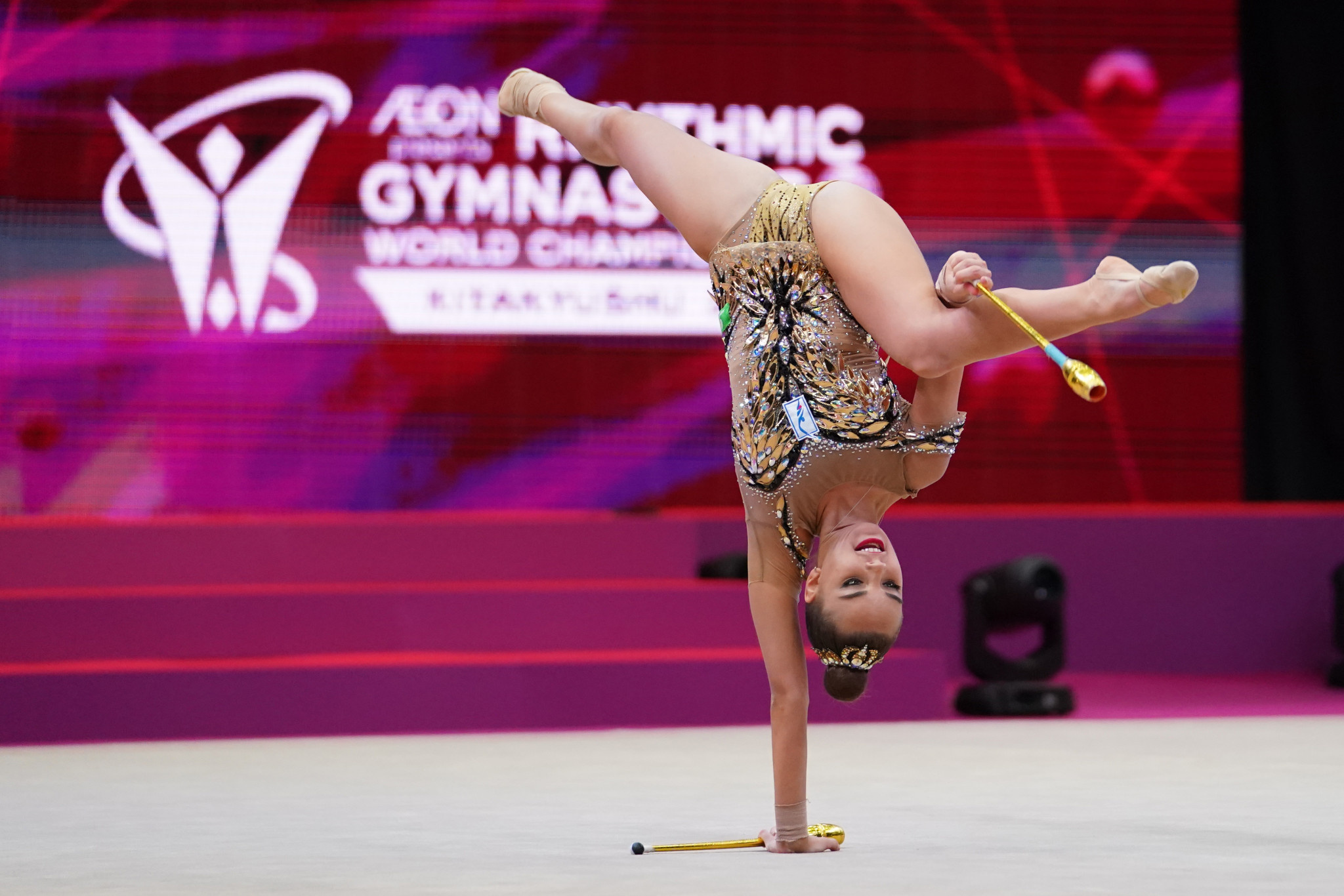 Rhythmic Gymnastics: Dina Averina, The four-time World All-around Champion. 2050x1370 HD Background.